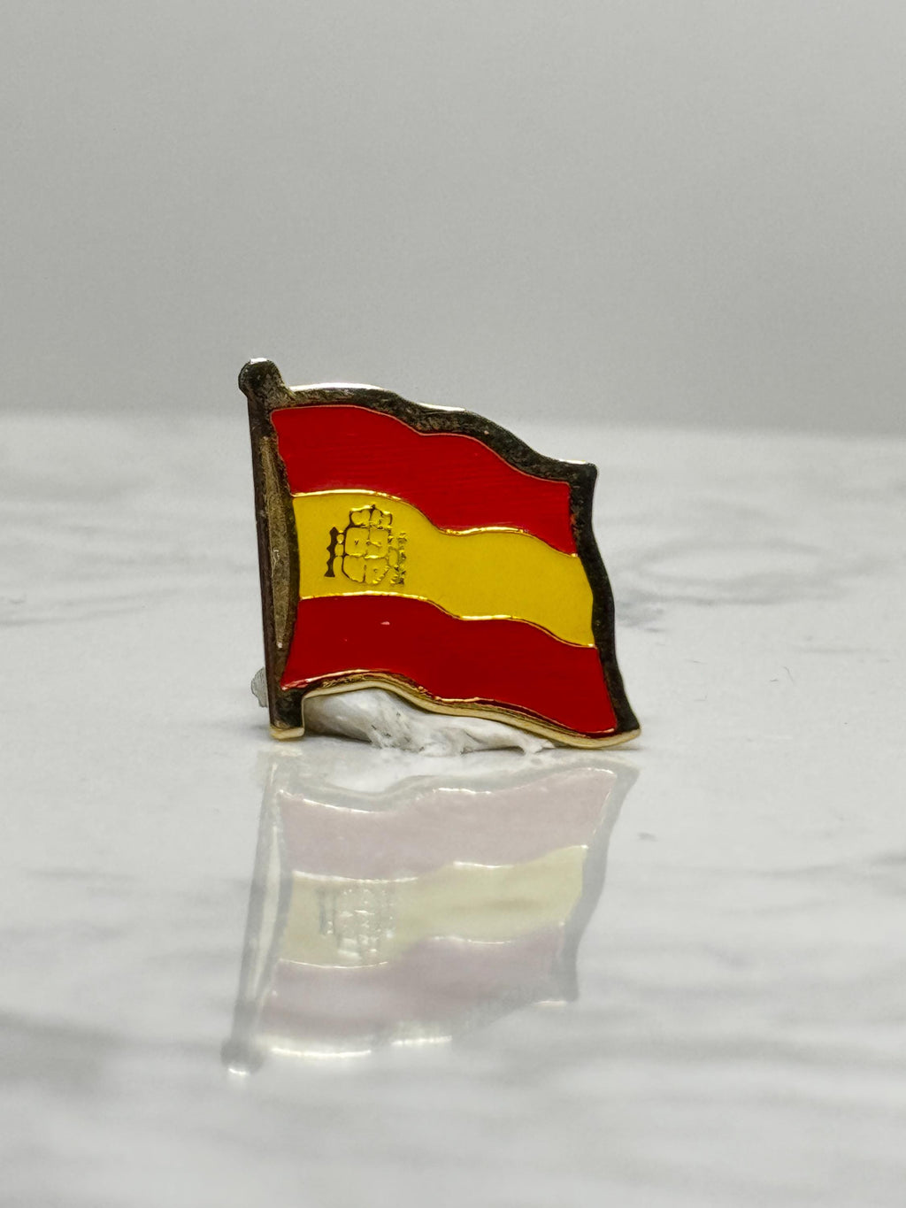 Spain Flag Lapel Pin: Red Yellow Enamel - Vintage Travel Accessory