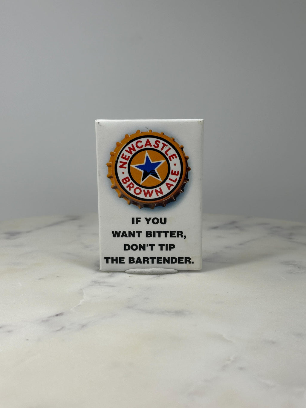 Newcastle Brown Ale Bottlecap Button Pin: Gold Enamel - Beer Brand Accessory
