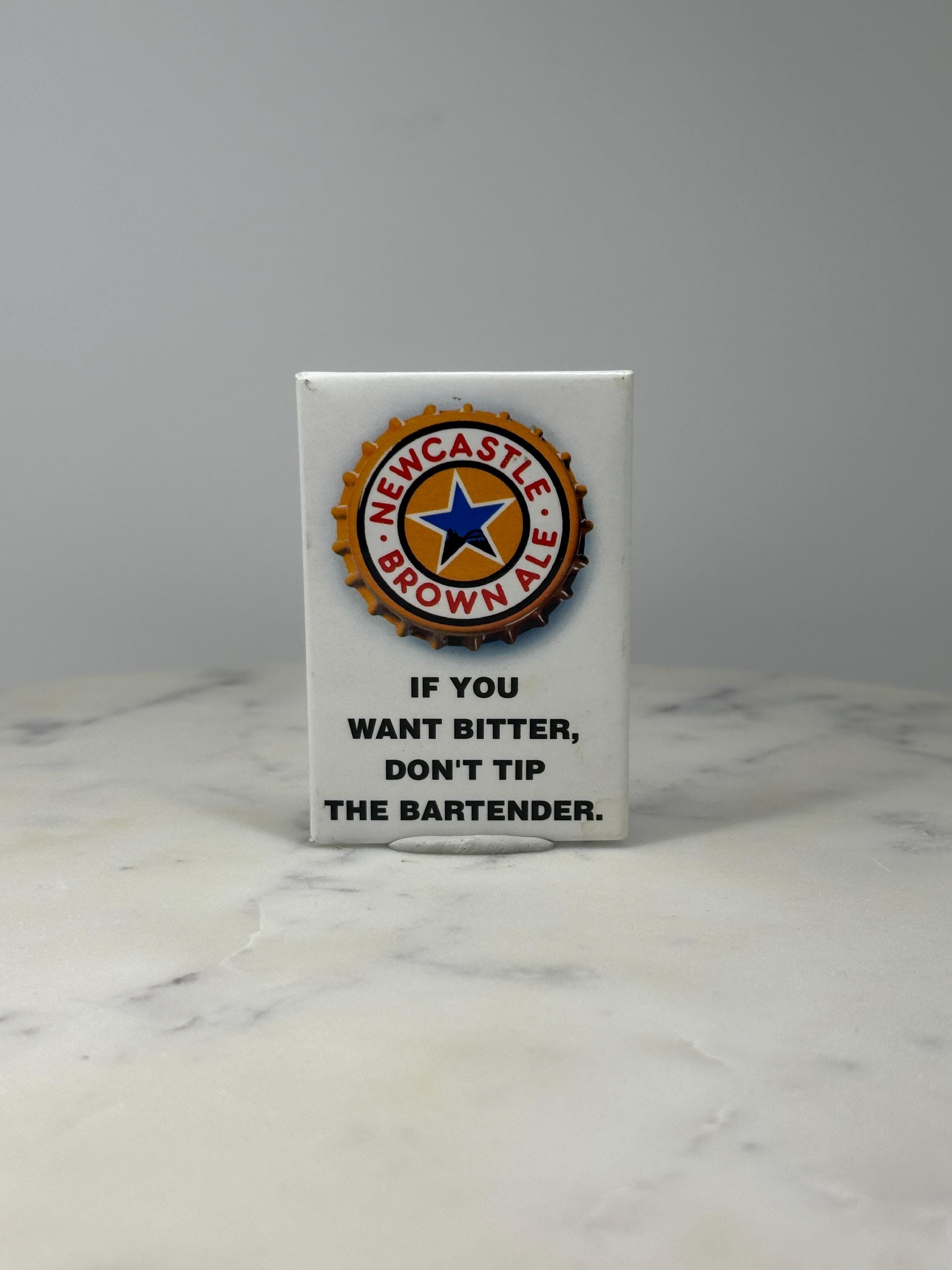 Newcastle Brown Ale Bottlecap Button Pin: Gold Enamel - Beer Brand Accessory