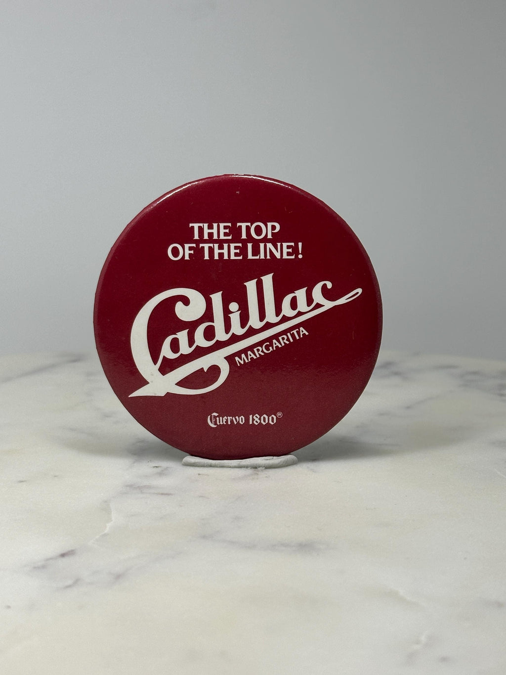 Cadillac Margarita Advertising Button Pin: Red White Promo - Barware Accessory