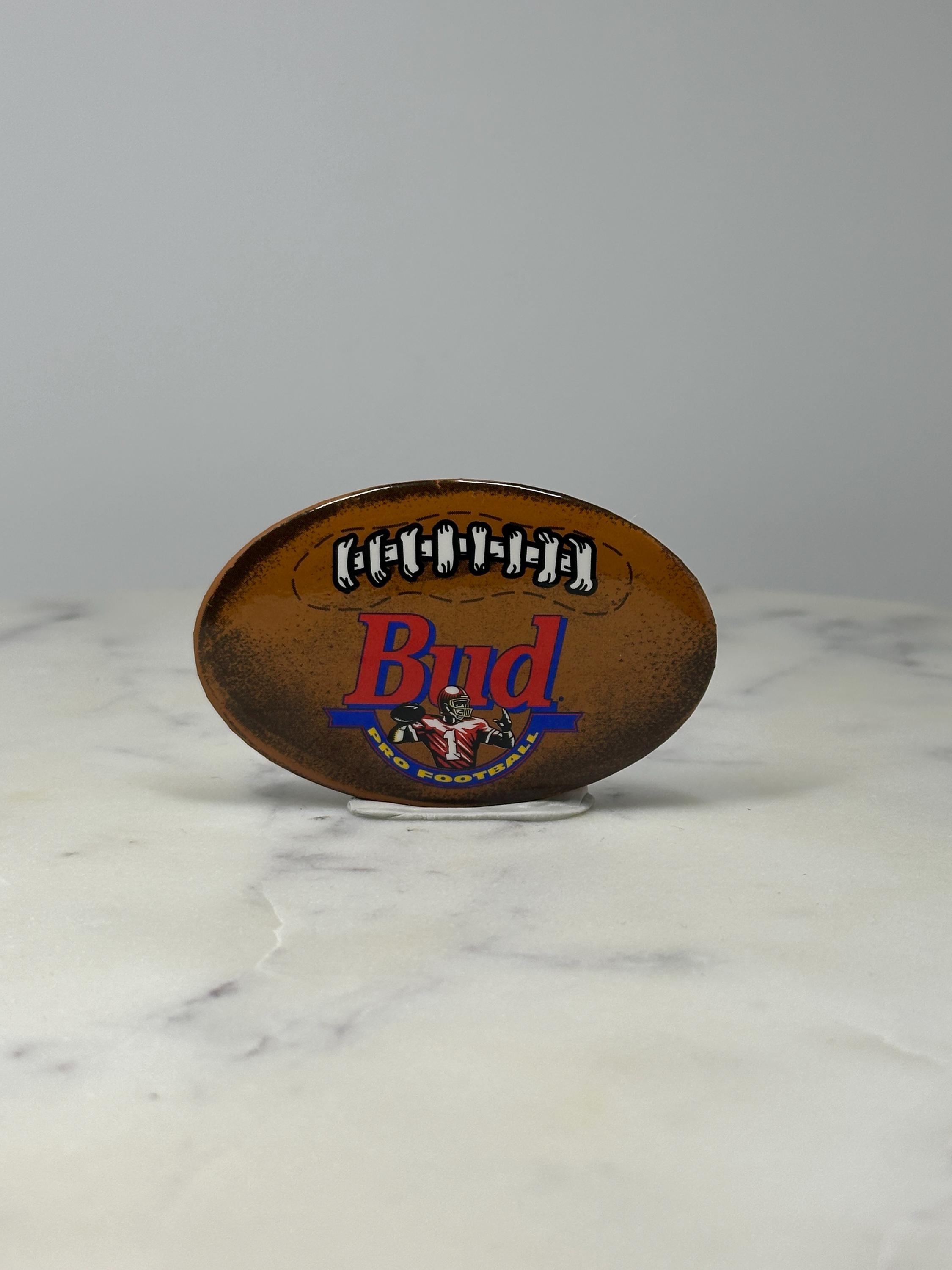 Bud Pro Football Enamel Pin: Brown Football Design - 1990s Sports Accessory