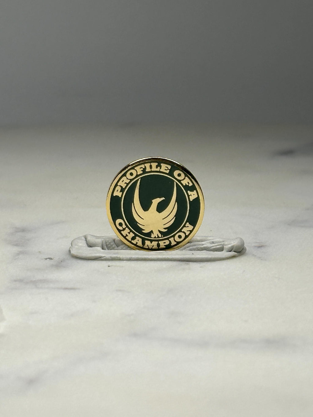 Profile of a Champion Enamel Pin: Green Gold Finish - Motivational Award Accessory