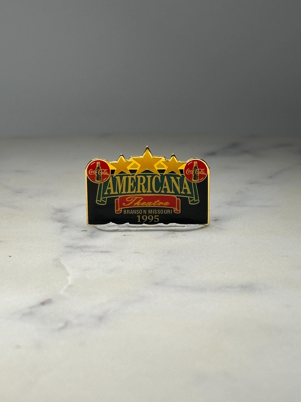 Americana Theatre Enamel Pin: Gold Tone 1995 Branson Accessory