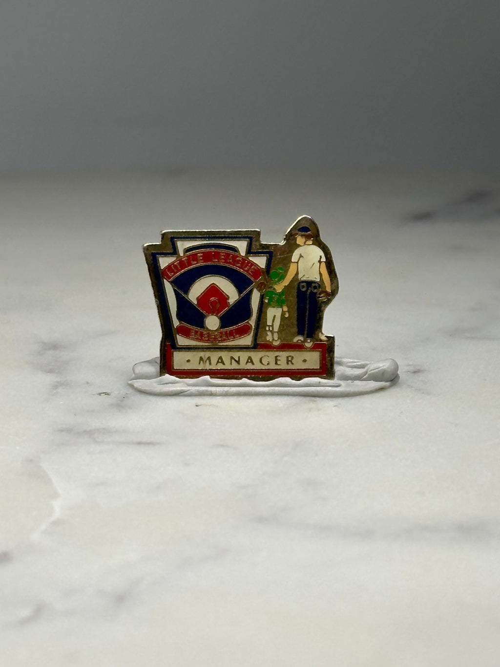 Little League Baseball Manager Pin: Enamel Gold Tone - Sports Award Accessory