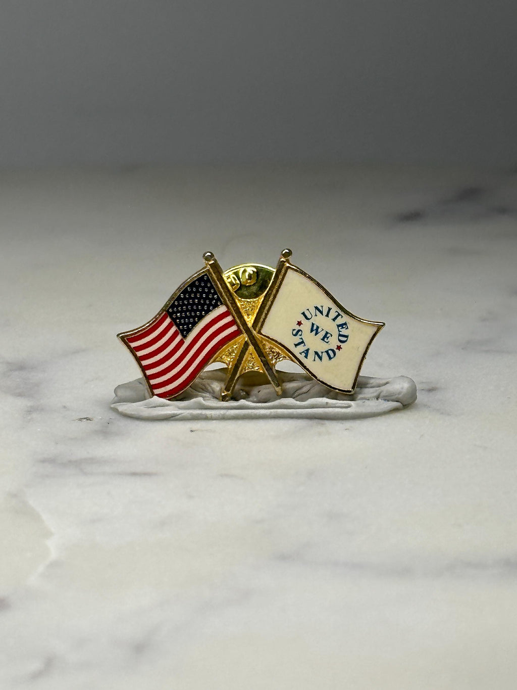 United We Stand Flag Lapel Pin: Gold Tone Enamel - Patriotic Accessory