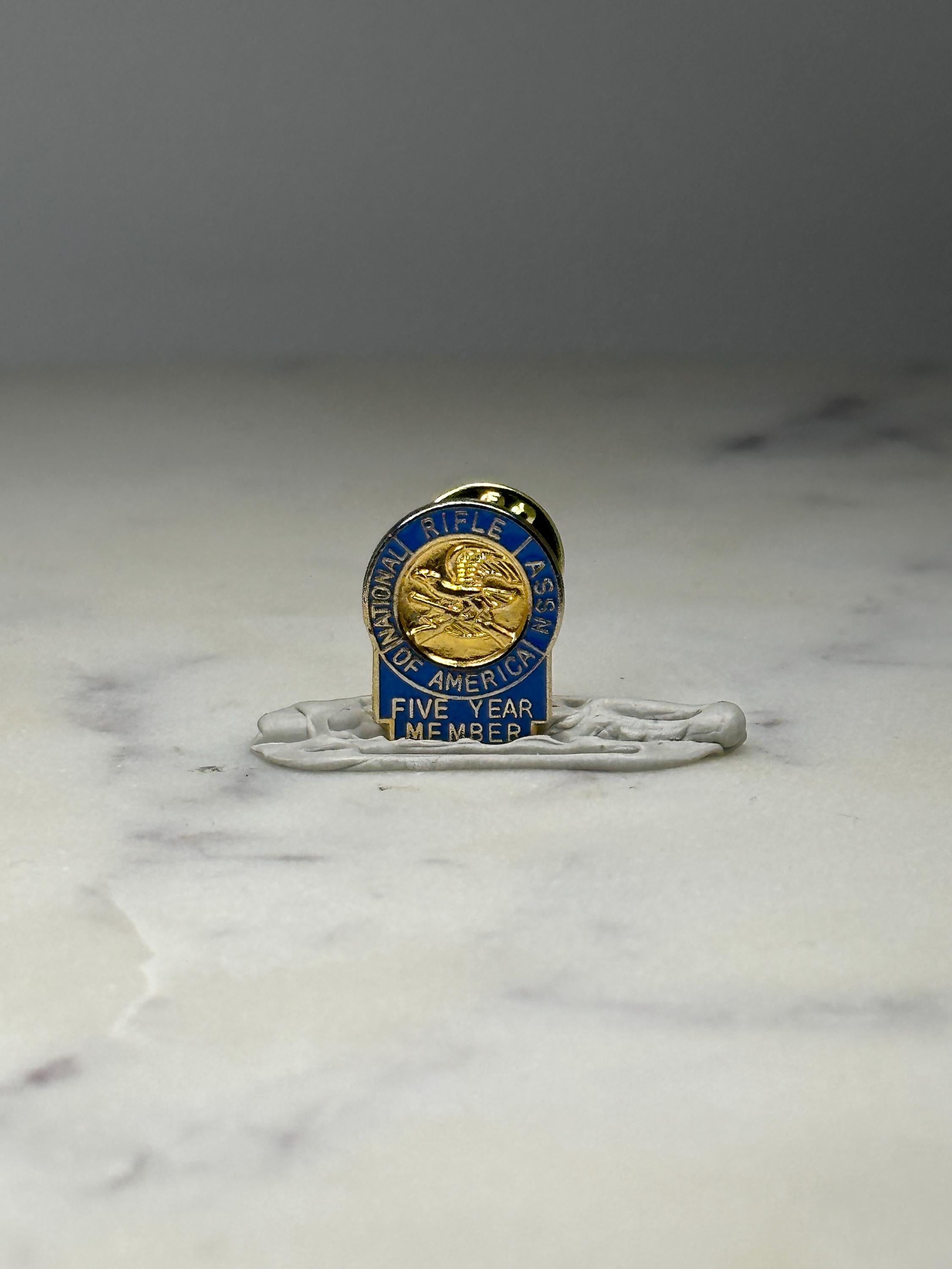 NRA Five Year Member Lapel Pin: Blue & Gold Enamel - Shooting Sports Accessory