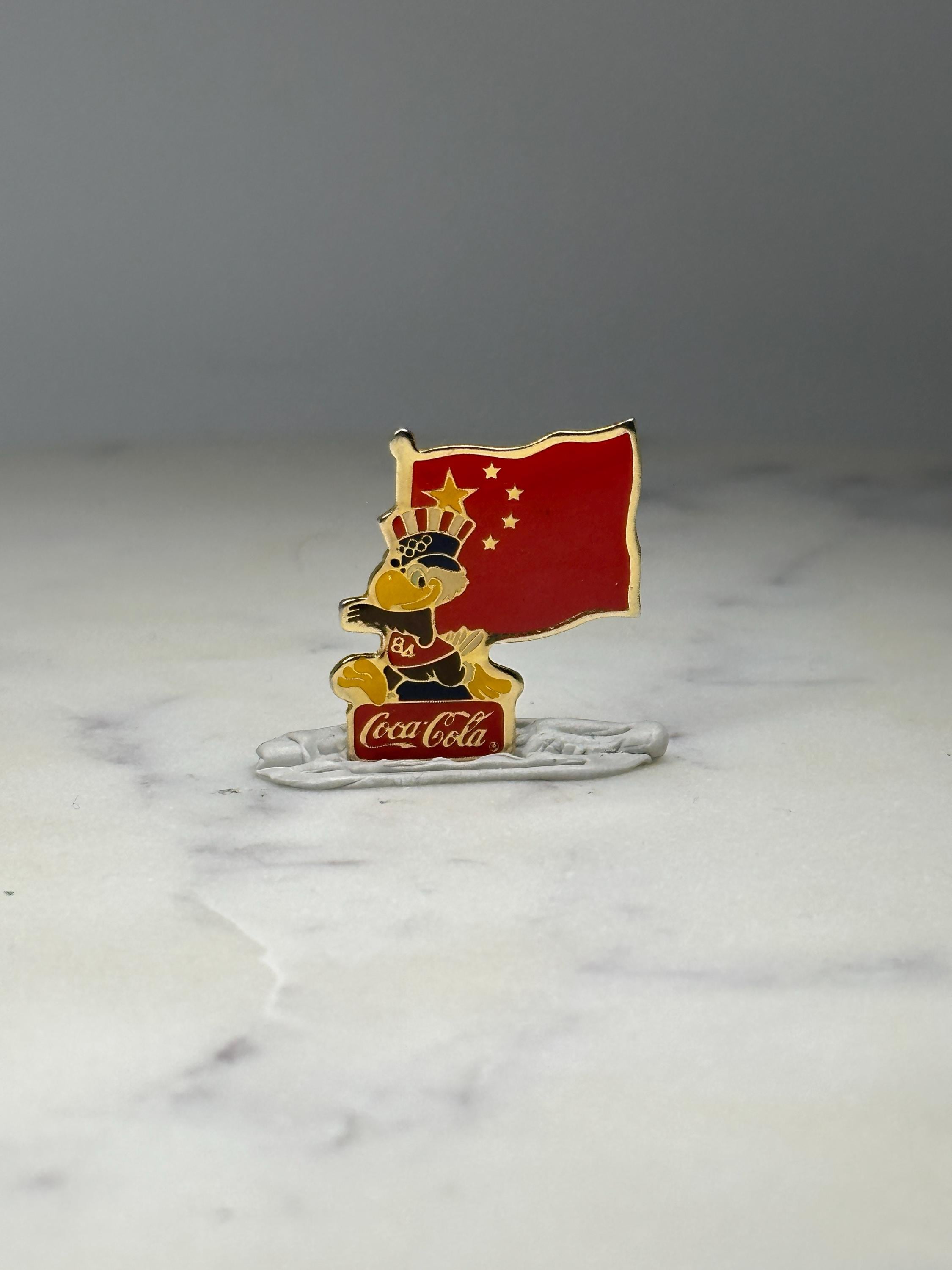 Coca Cola Olympic Bird Pin: Red Enamel - 1984 China Flag Accessory