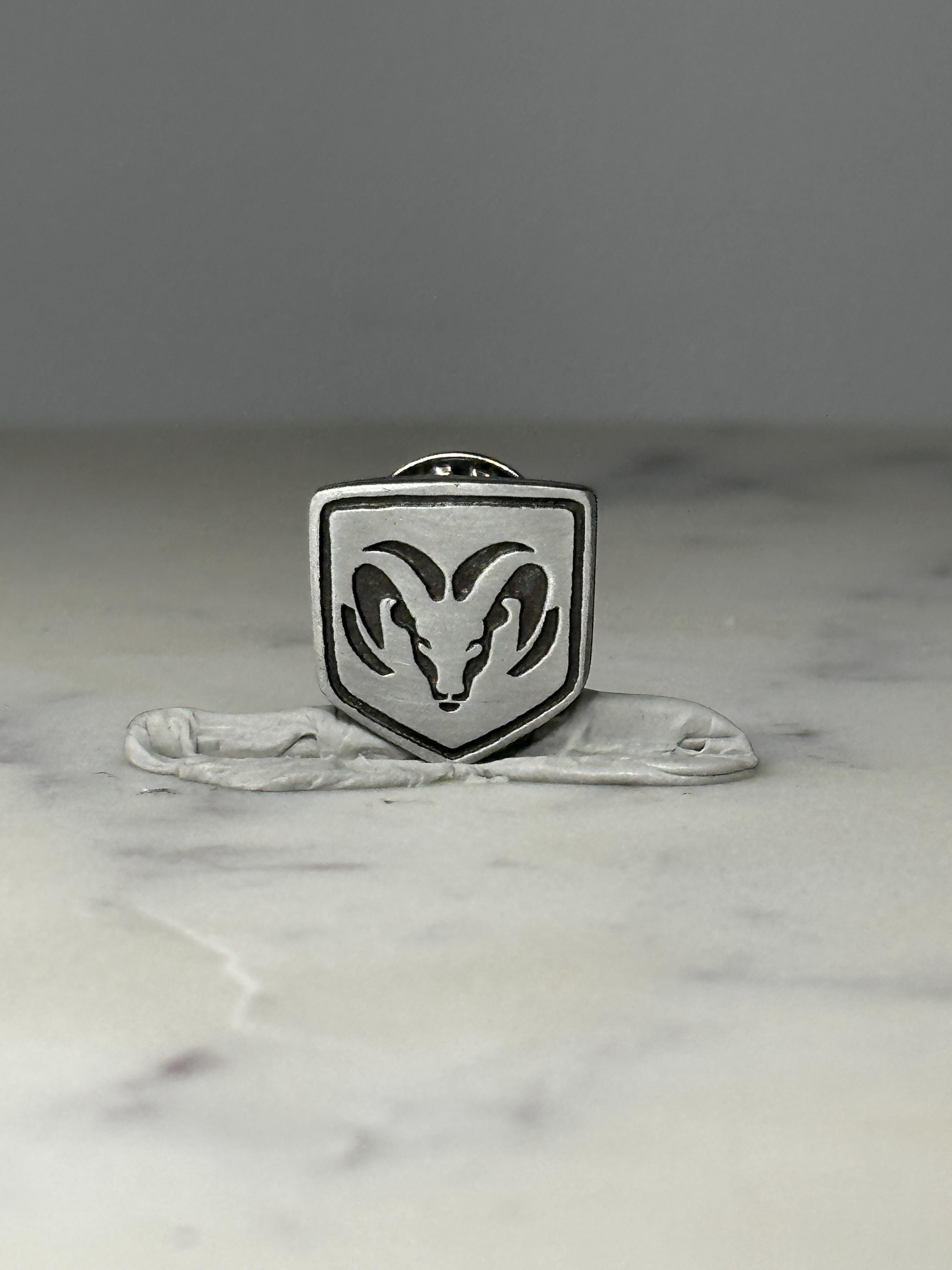 Dodge Ram Logo Pin: Silver Tone Shield - Truck Brand Accessory