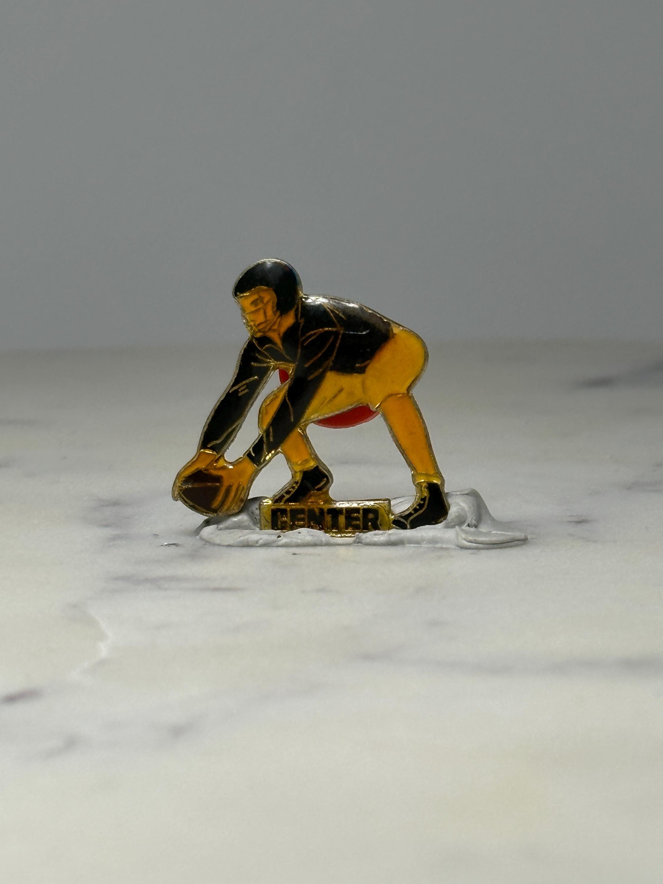 Football Center Player Pin: Black & Yellow Enamel - Sports Accessory