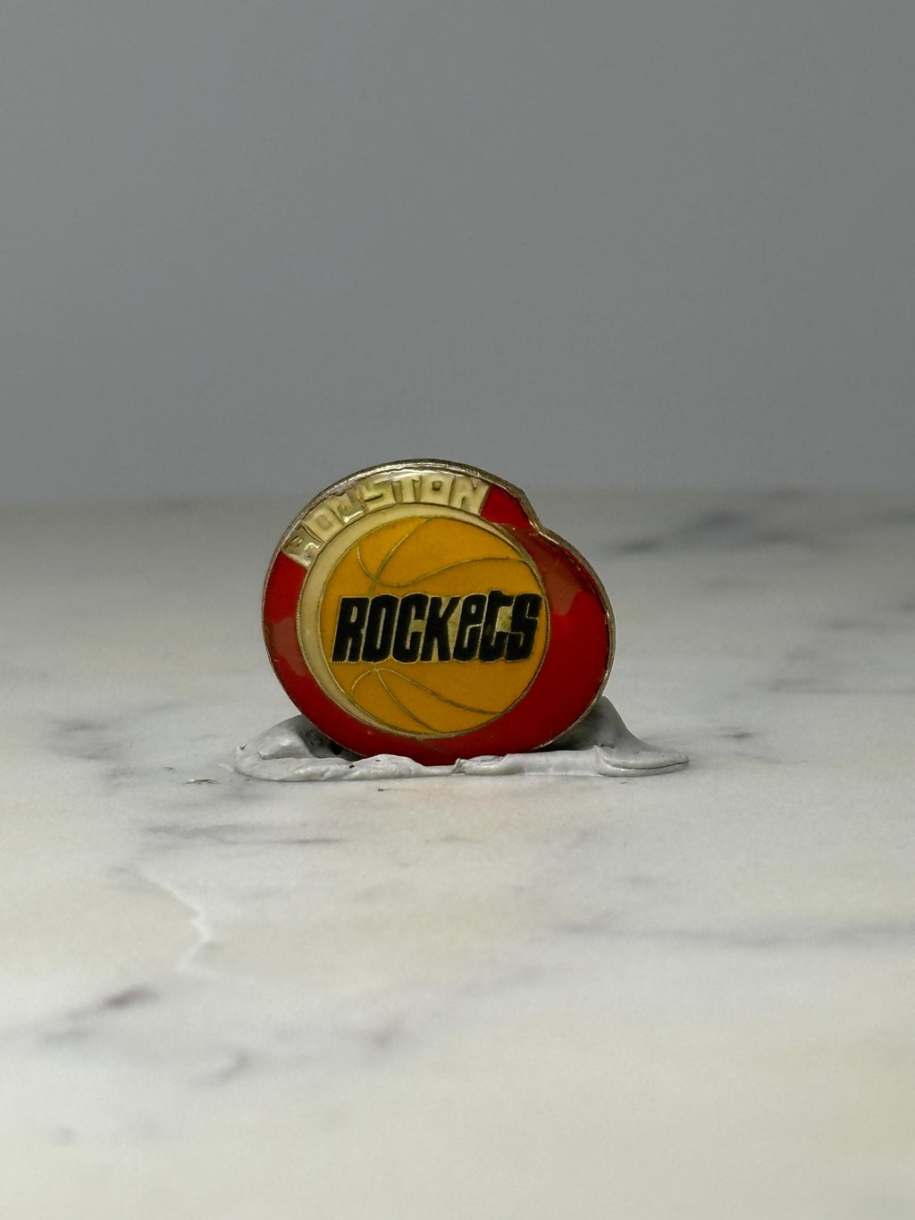 Houston Rockets Basketball Pin: Red & Gold Enamel - Vintage NBA Accessory