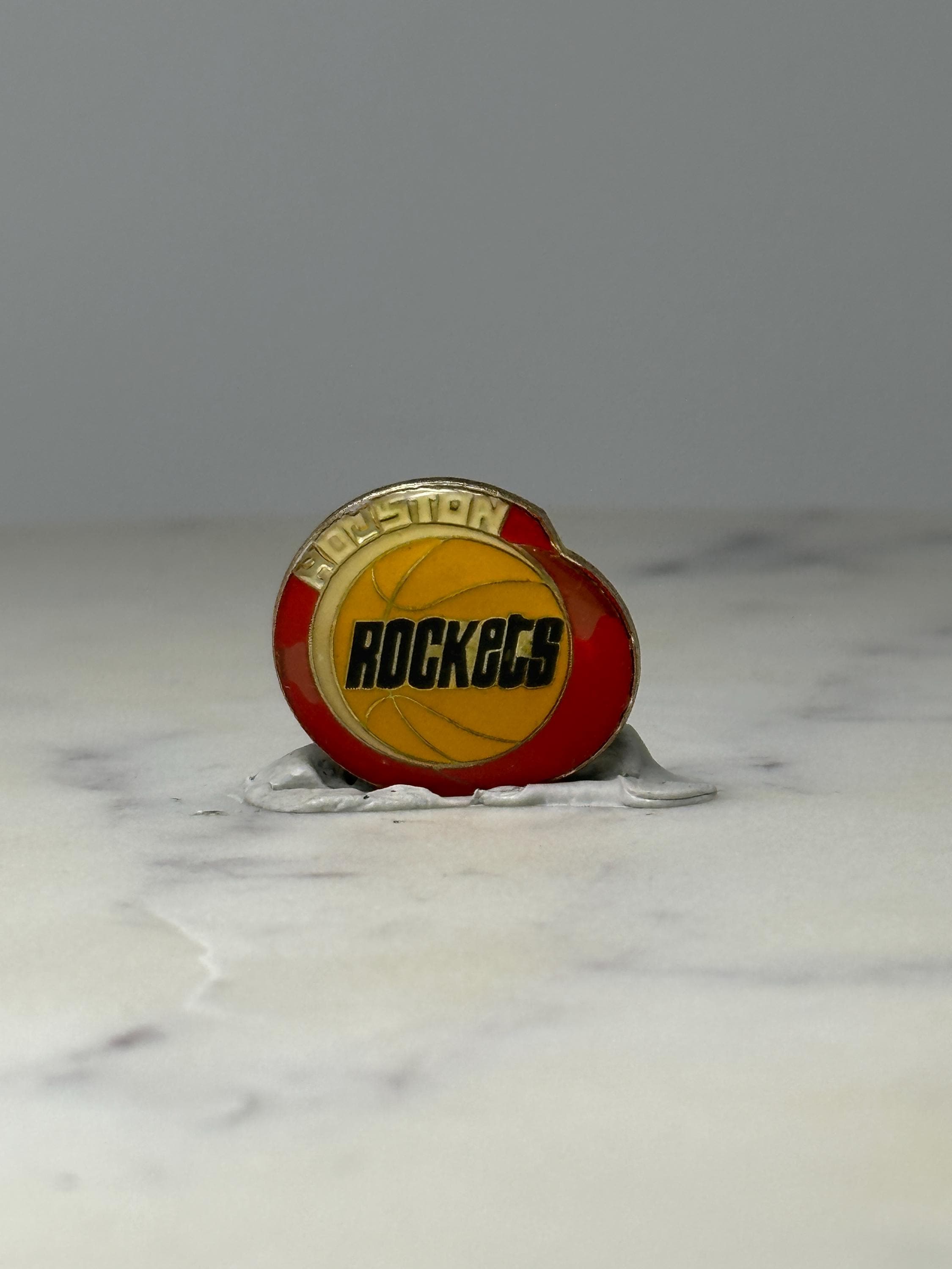 Houston Rockets Basketball Pin: Red & Gold Enamel - Vintage NBA Accessory