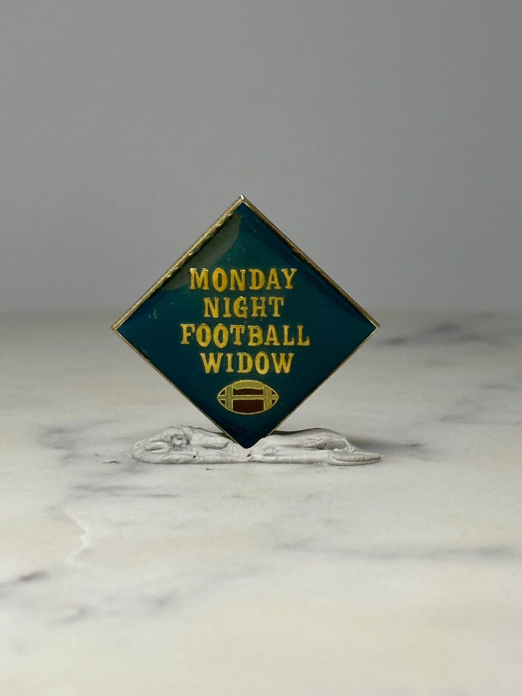 Monday Night Football Widow Enamel Pin: Green Gold Tone - 80s Sports Accessory