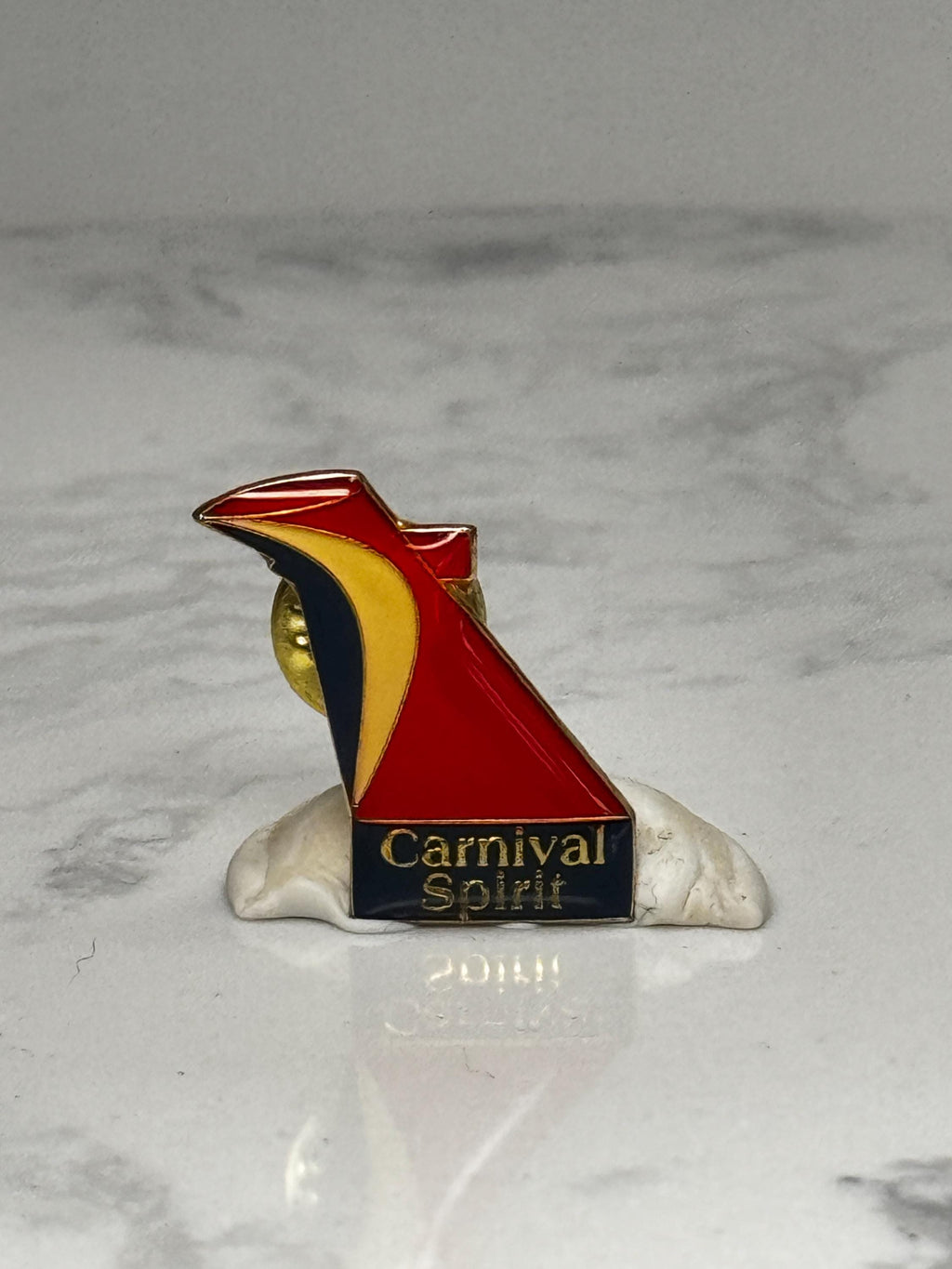 Carnival Spirit Cruise Ship Pin: Red Enamel Gold Tone - Travel Souvenir