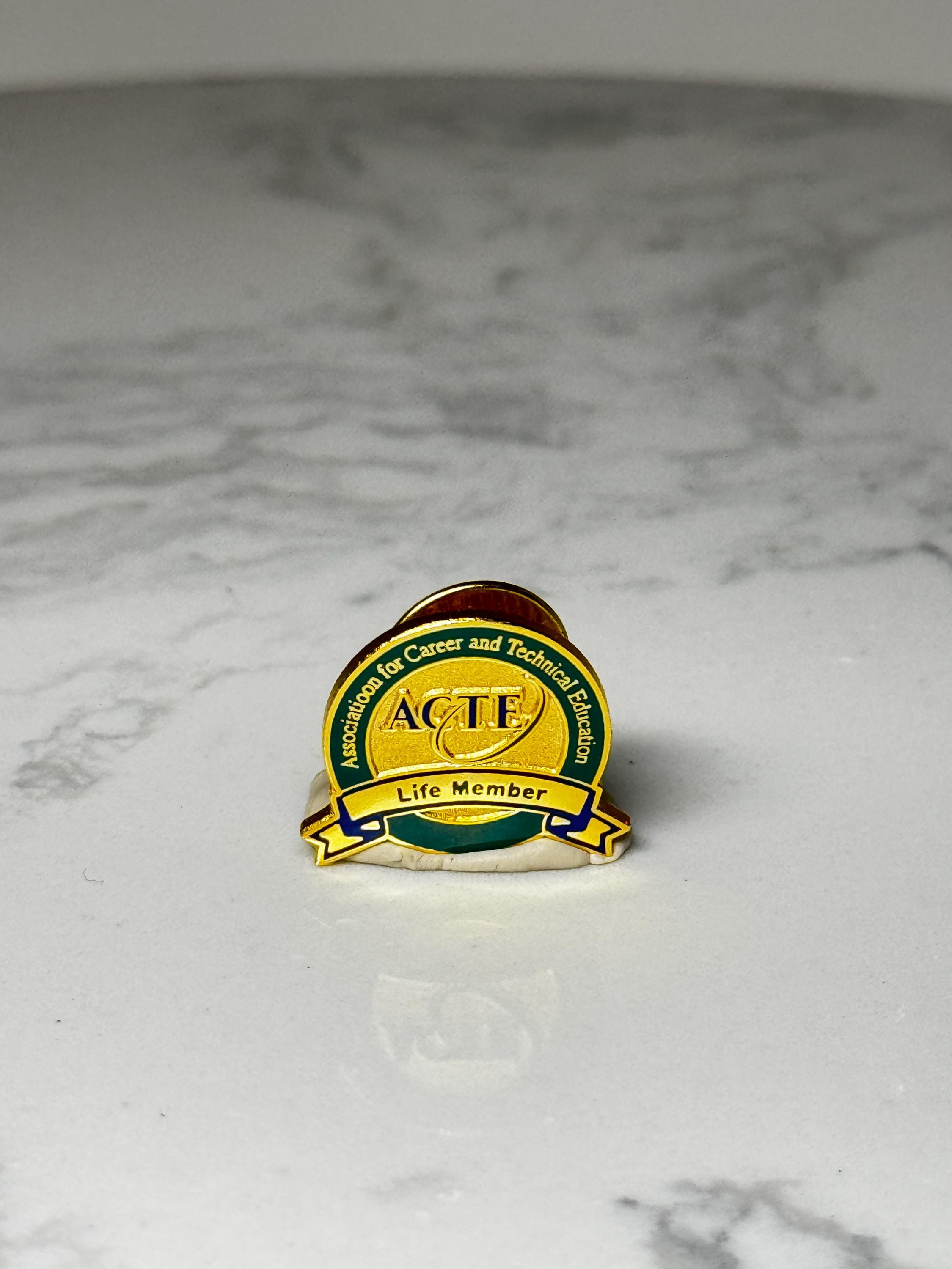 ACTE Life Member Lapel Pin: Gold & Green Enamel - Education