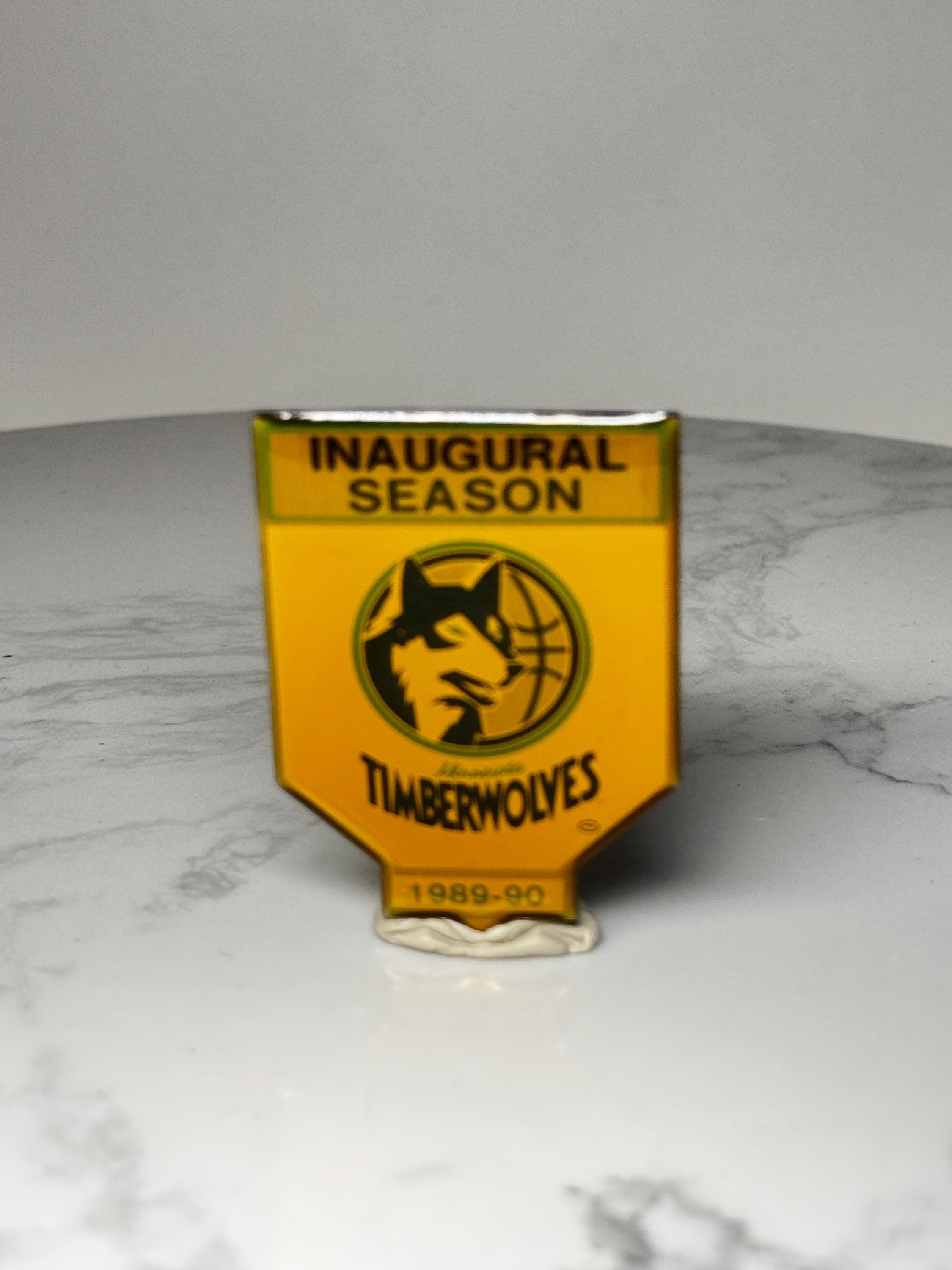 Minnesota Timberwolves Pin: Yellow Enamel - 1989 Inaugural Season Accessory
