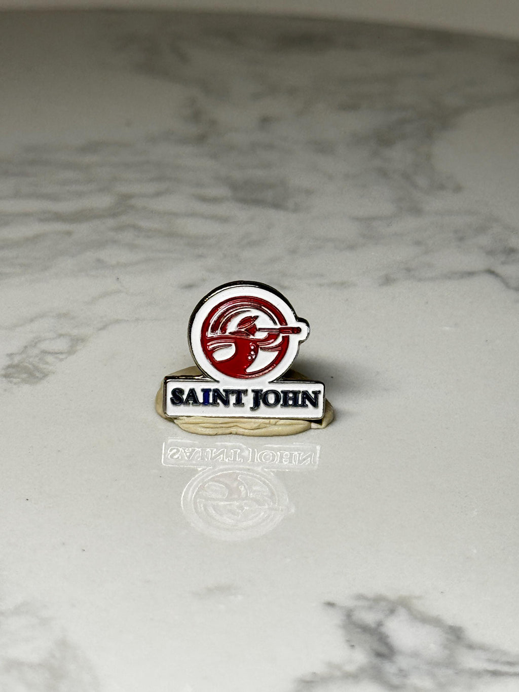 Saint John City Lapel Pin: Red & White Enamel - Canada Travel
