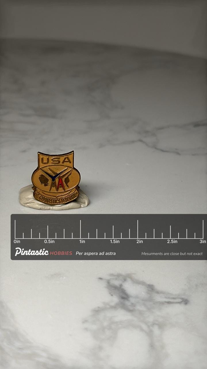 American Airlines USA Pin: Gold Enamel - Northwest Asia Region with ruler overlay for size reference