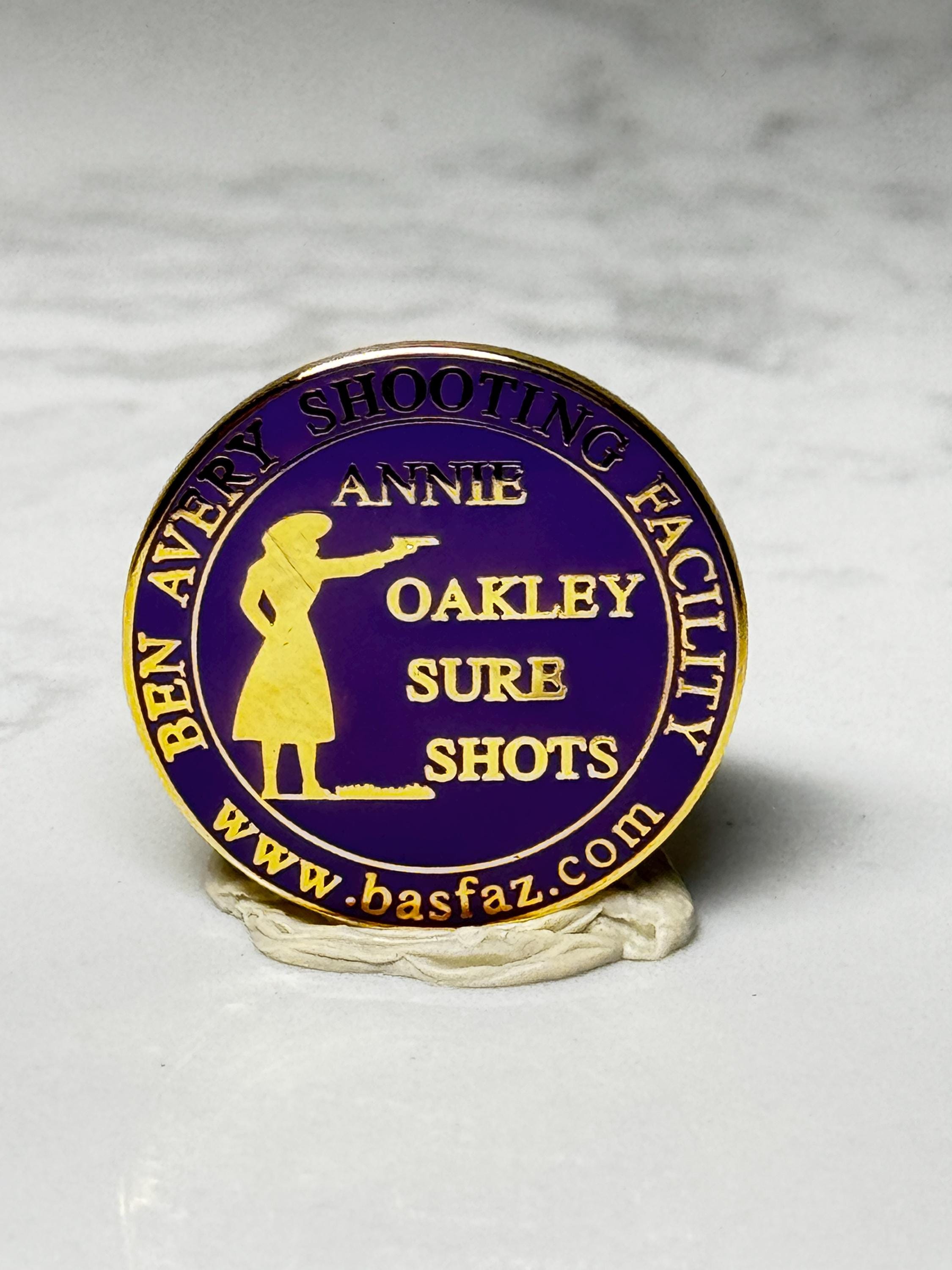 Annie Oakley Sure Shots Enamel Pin: Purple Gold - Shooting Range Accessory