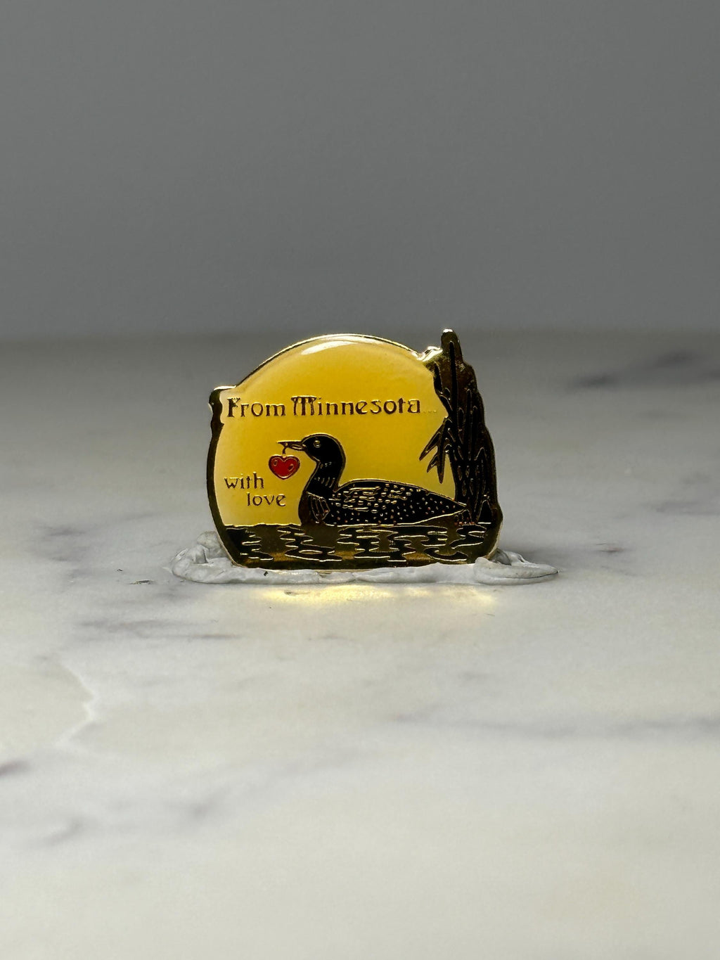 Minnesota Loon Enamel Pin: Yellow Sunset - State Souvenir Accessory