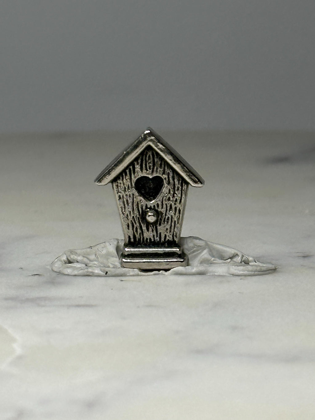 Birdhouse Lapel Pin: Silver Tone Heart Cutout - Rustic Nature Accessory