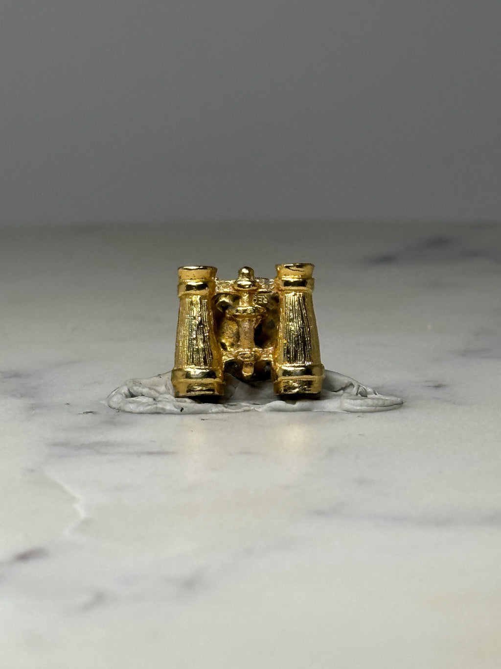 Binoculars Lapel Pin: Gold Tone Metal - Vintage Travel Accessory