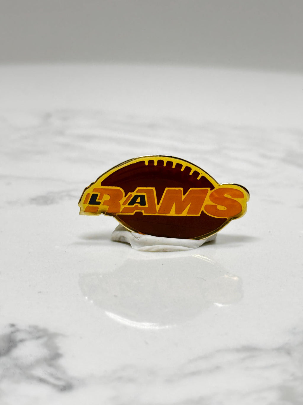Rams Football Lapel Pin: Brown Gold Enamel - Vintage Sports Accessory