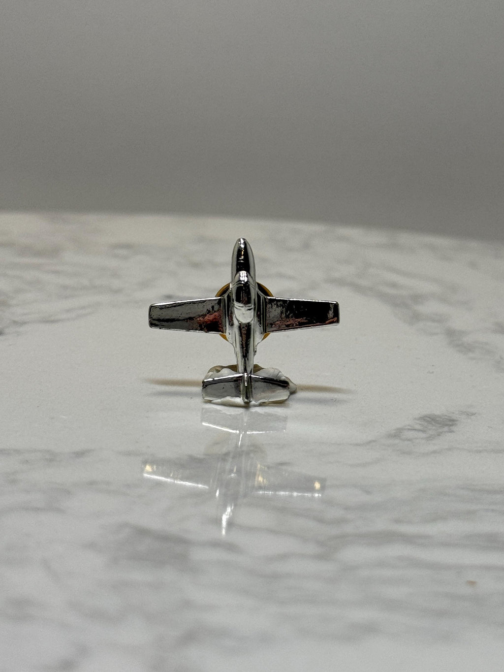 Airplane Lapel Pin: Silver Tone Metal - Aviation Collectible Accessory