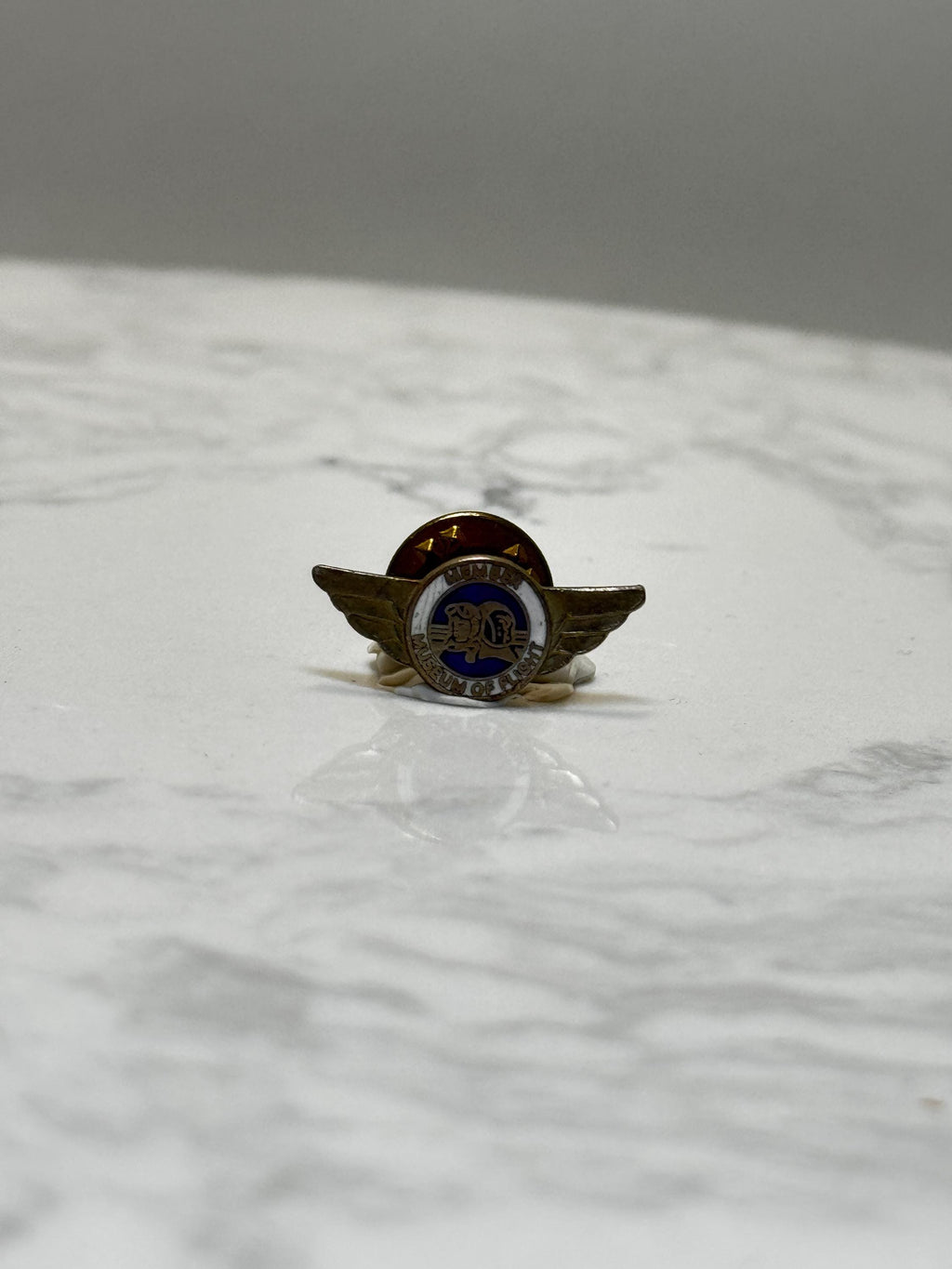 Museum of Flight Wings Pin: Gold & Red Enamel - Aviation Souvenir Accessory