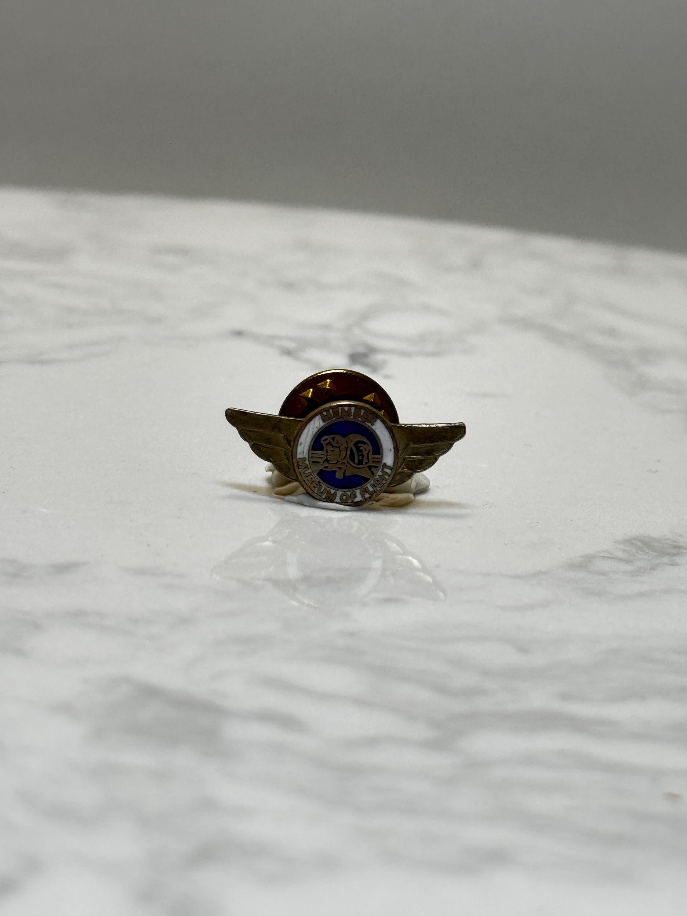 Museum of Flight Wings Pin: Gold & Red Enamel - Aviation Souvenir Accessory