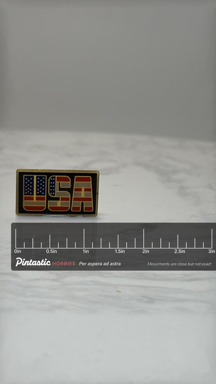 USA Flag Lapel Pin: Bold Enamel Finish - Patriotic Accessory with ruler overlay for size reference
