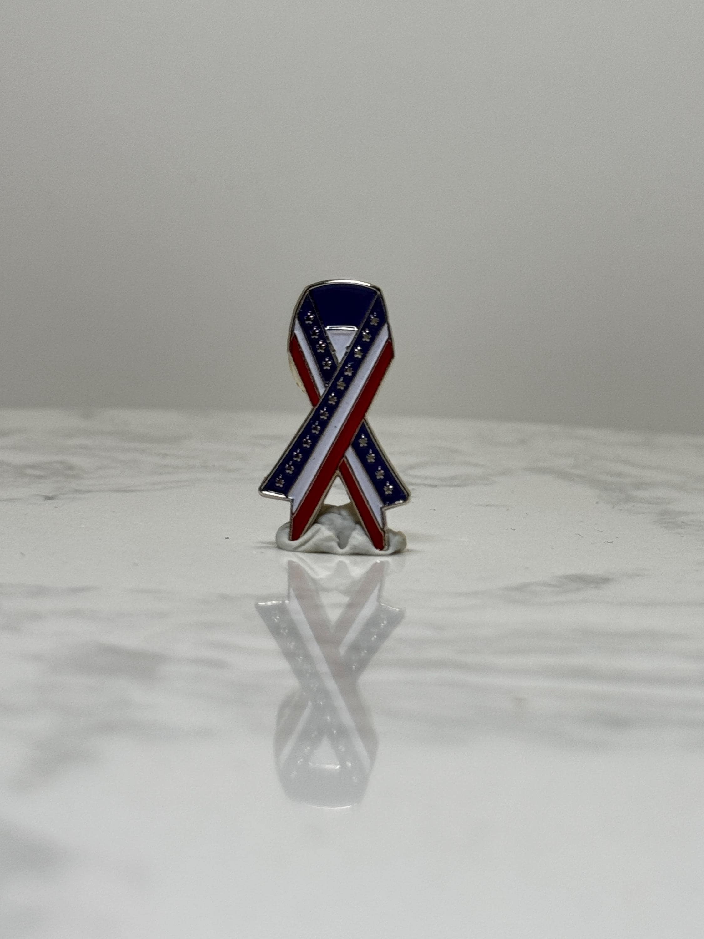 Patriotic Ribbon Awareness Pin: Red White Blue Enamel - Americana Accessory