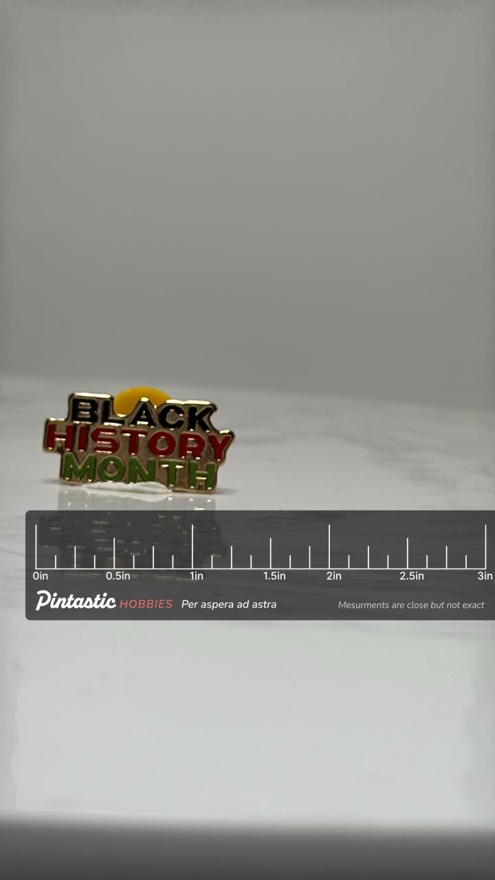 Black History Month Lapel Pin: Multicolor Enamel - Cultural Pride Accessory with ruler overlay for size reference