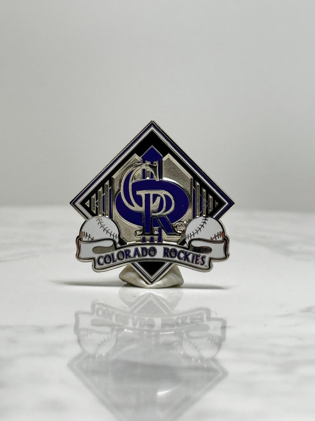 Colorado Rockies Baseball Pin: Silver & Purple Enamel - MLB Fan Accessory