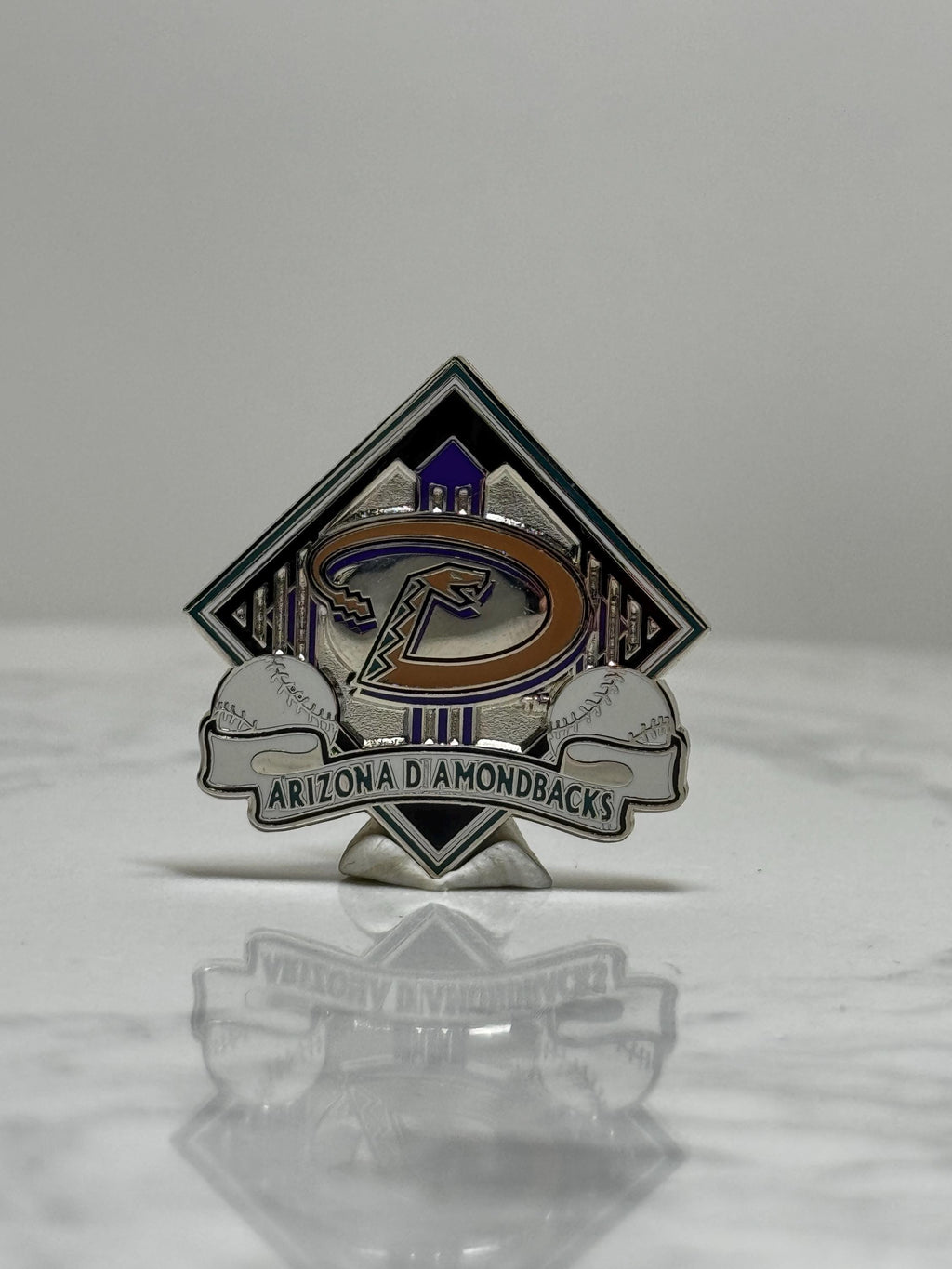 Arizona Diamondbacks Baseball Pin: Silver Enamel - Vintage MLB Accessory
