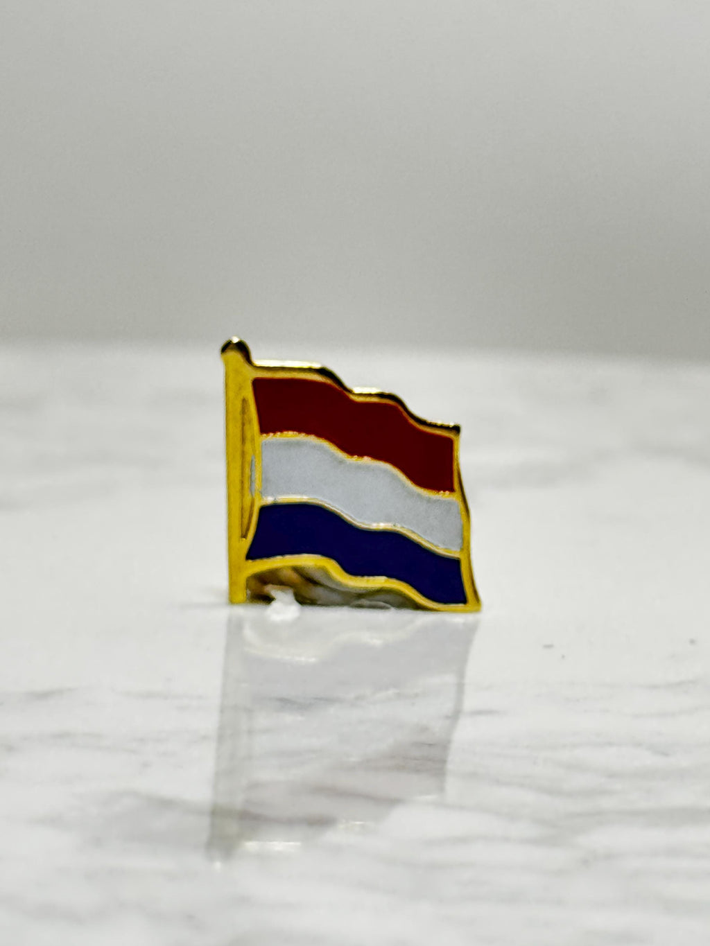 Netherlands Flag Lapel Pin: Gold Trim Enamel - Patriotic Accessory