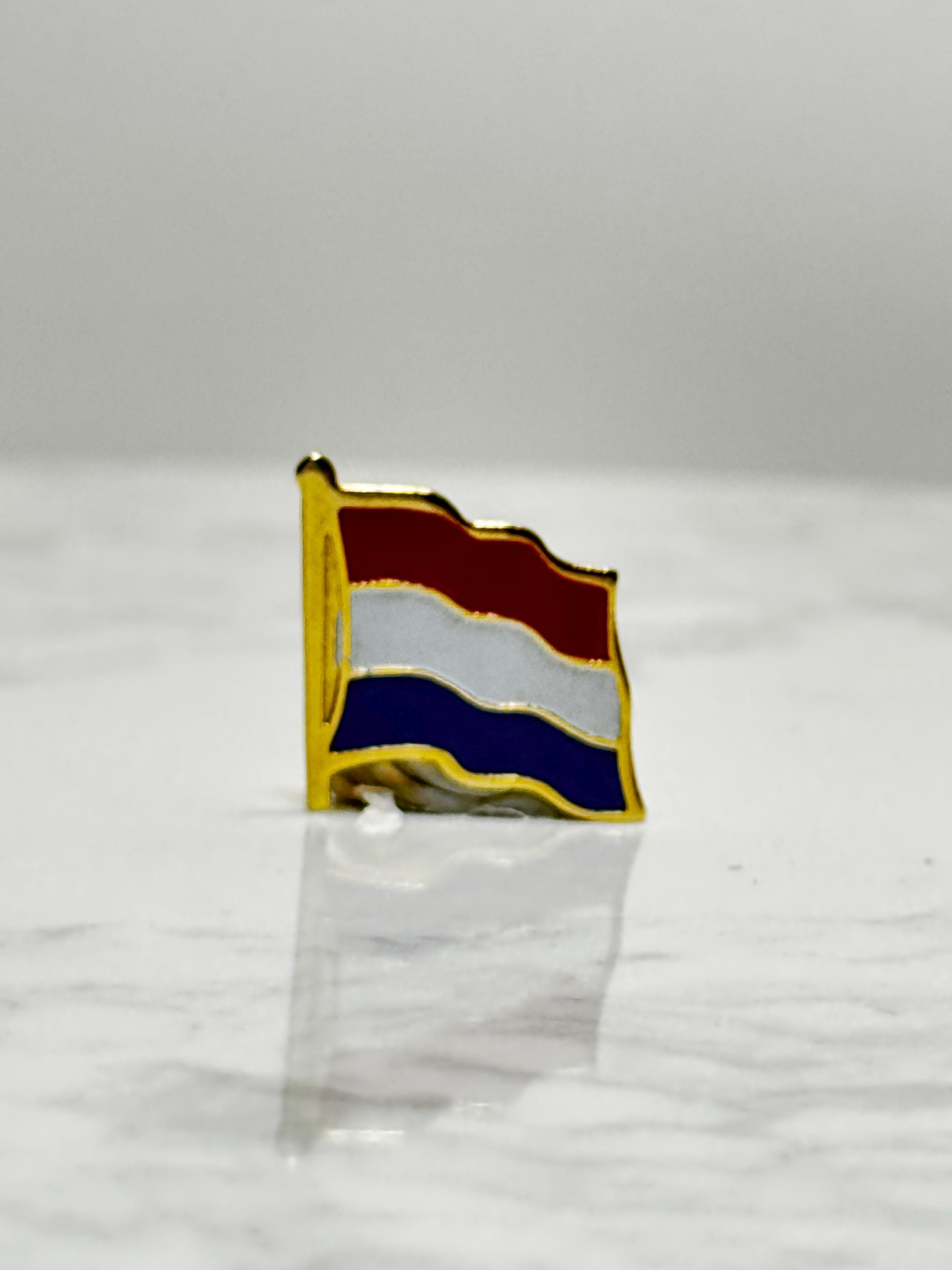 Netherlands Flag Lapel Pin: Gold Trim Enamel - Patriotic Accessory