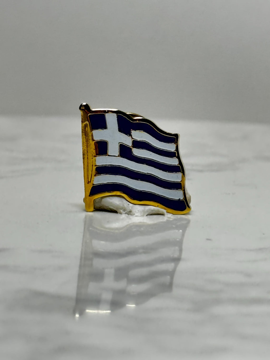 Greece Flag Lapel Pin: Gold Trim Enamel - Patriotic Travel Accessory