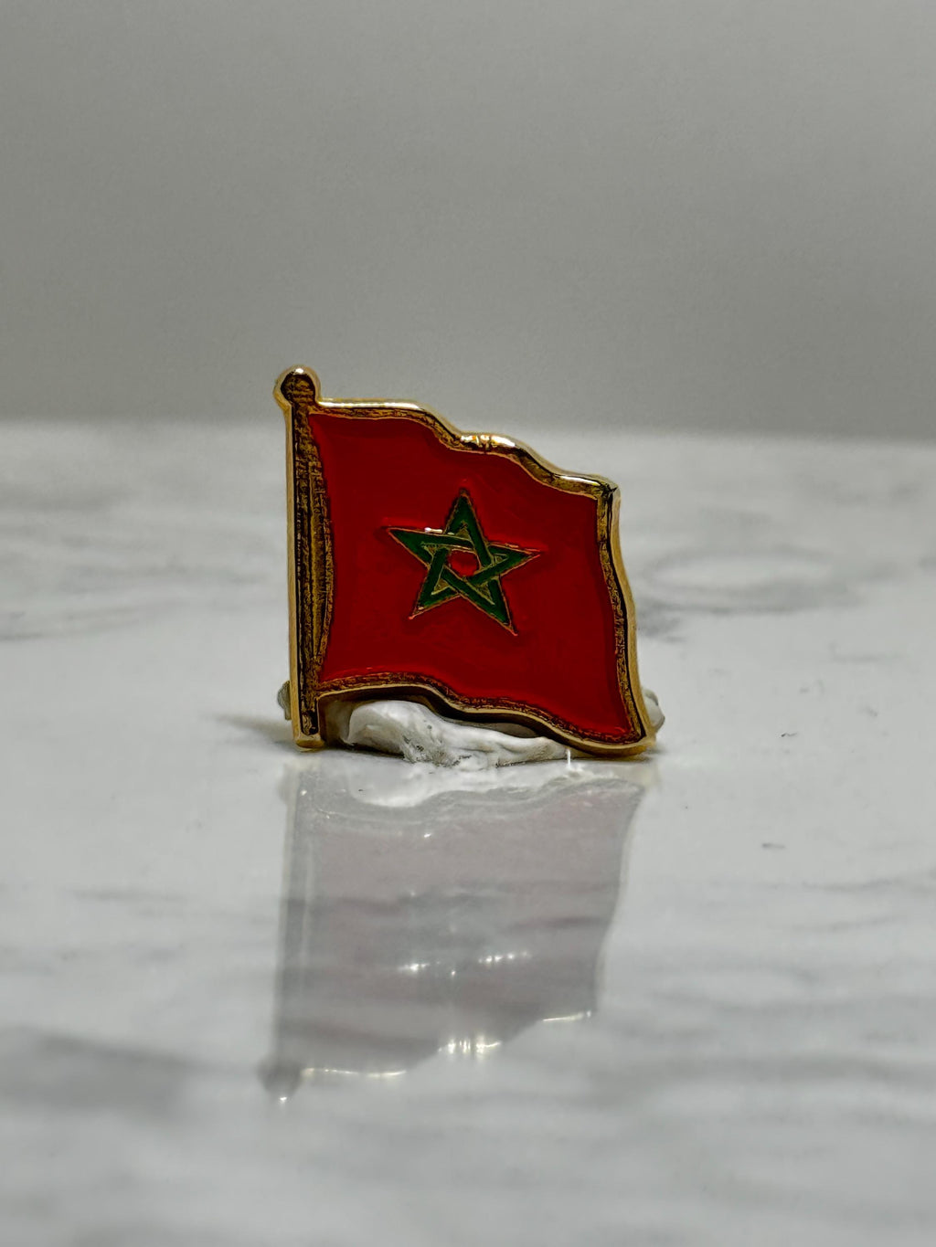 Morocco Flag Lapel Pin: Red Enamel Gold Trim - Travel Souvenir Accessory