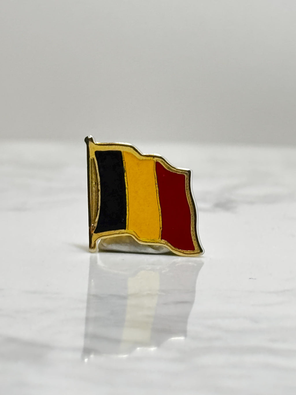 Belgium Flag Lapel Pin: Gold Trim Enamel - Patriotic Travel Accessory