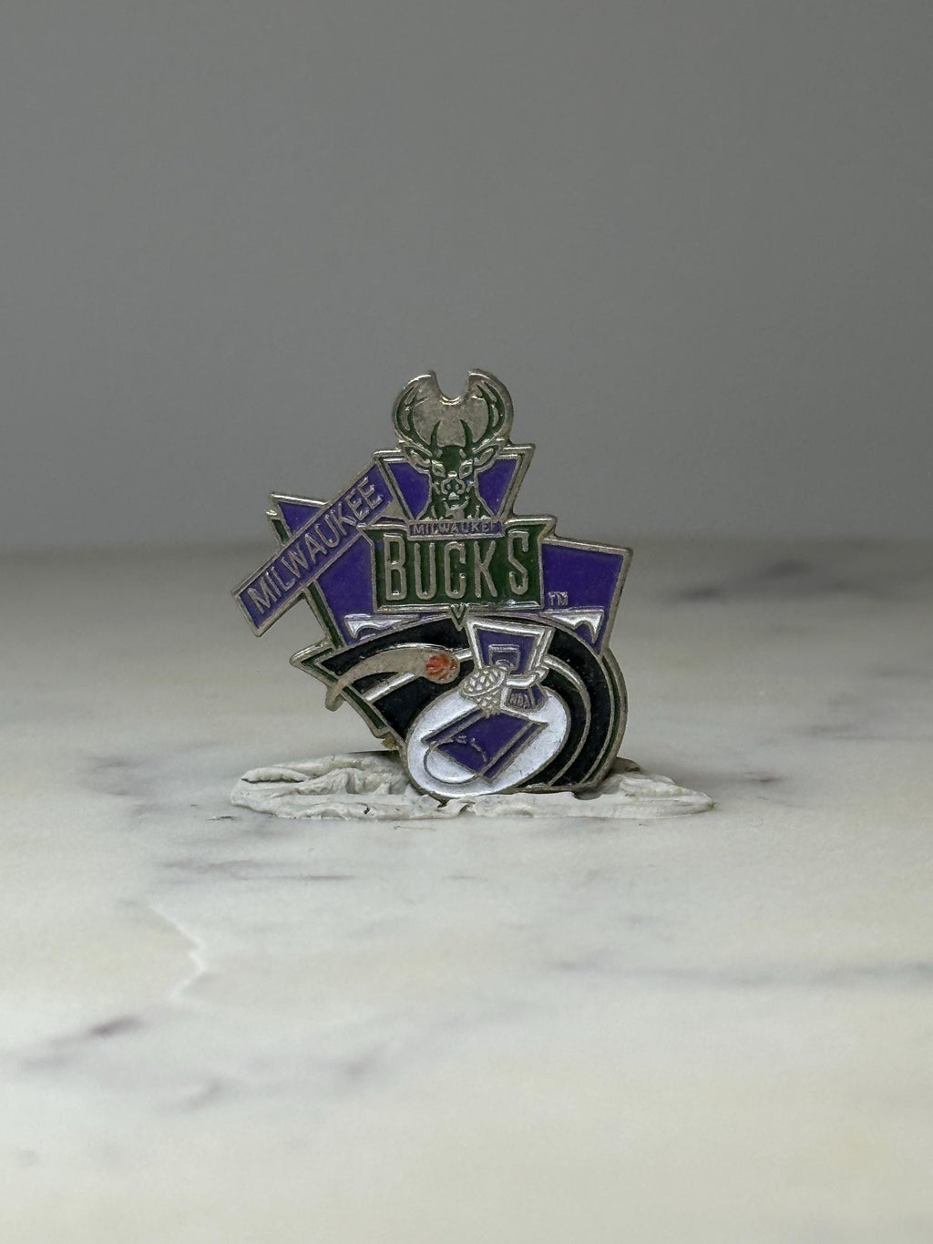 Milwaukee Bucks NBA Pin: Purple Enamel Logo - 1990s Sports Accessory