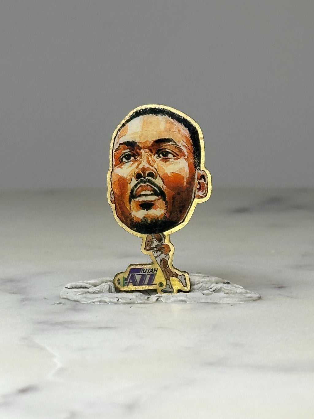 Vintage Karl Malone Pinheads Pin: Utah Jazz NBA Lapel Pin – 90s Basketball Collectible