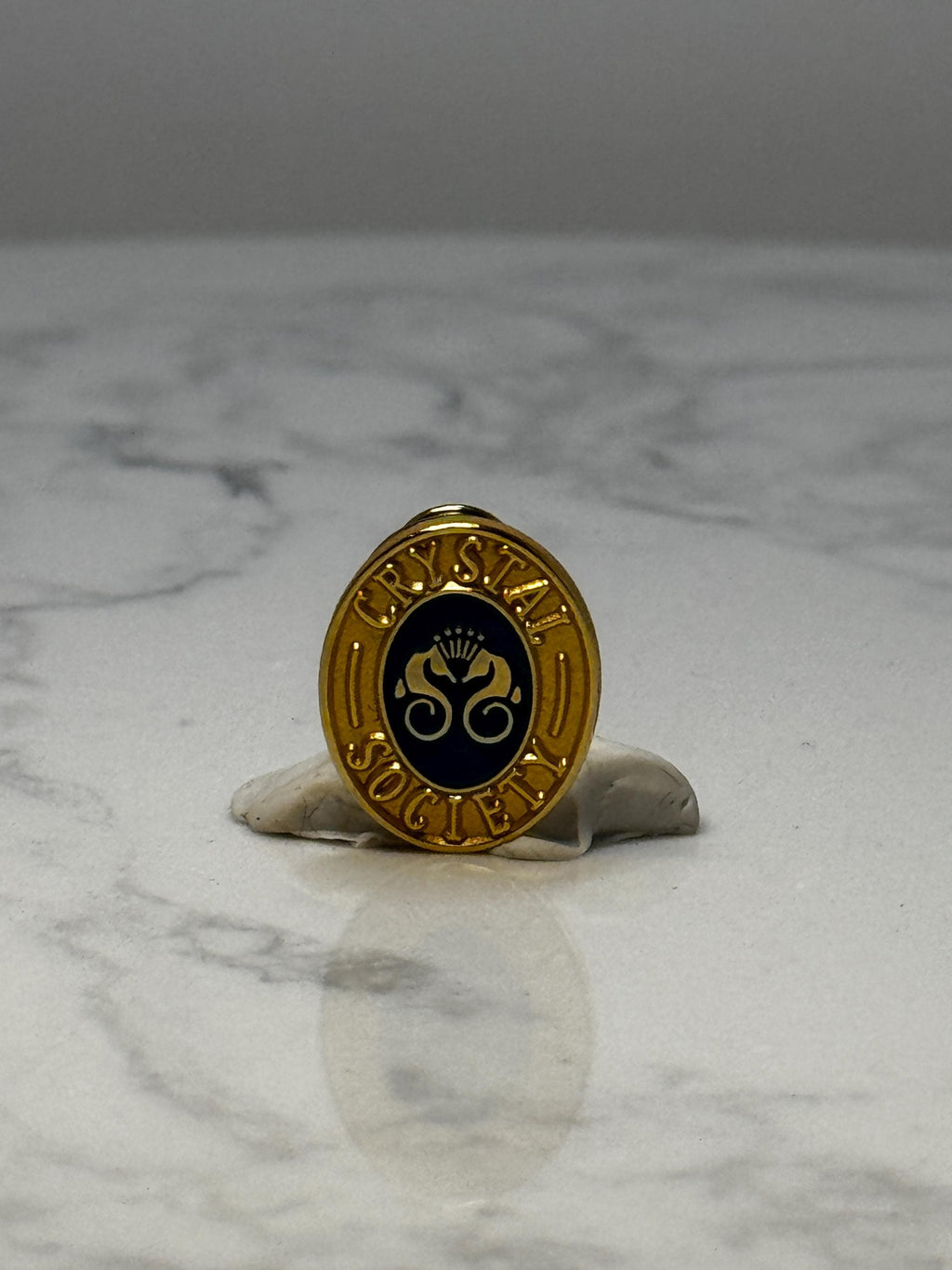Vintage Crystal Society Lapel Pin: Gold Tone Enamel - Fraternal Accessory
