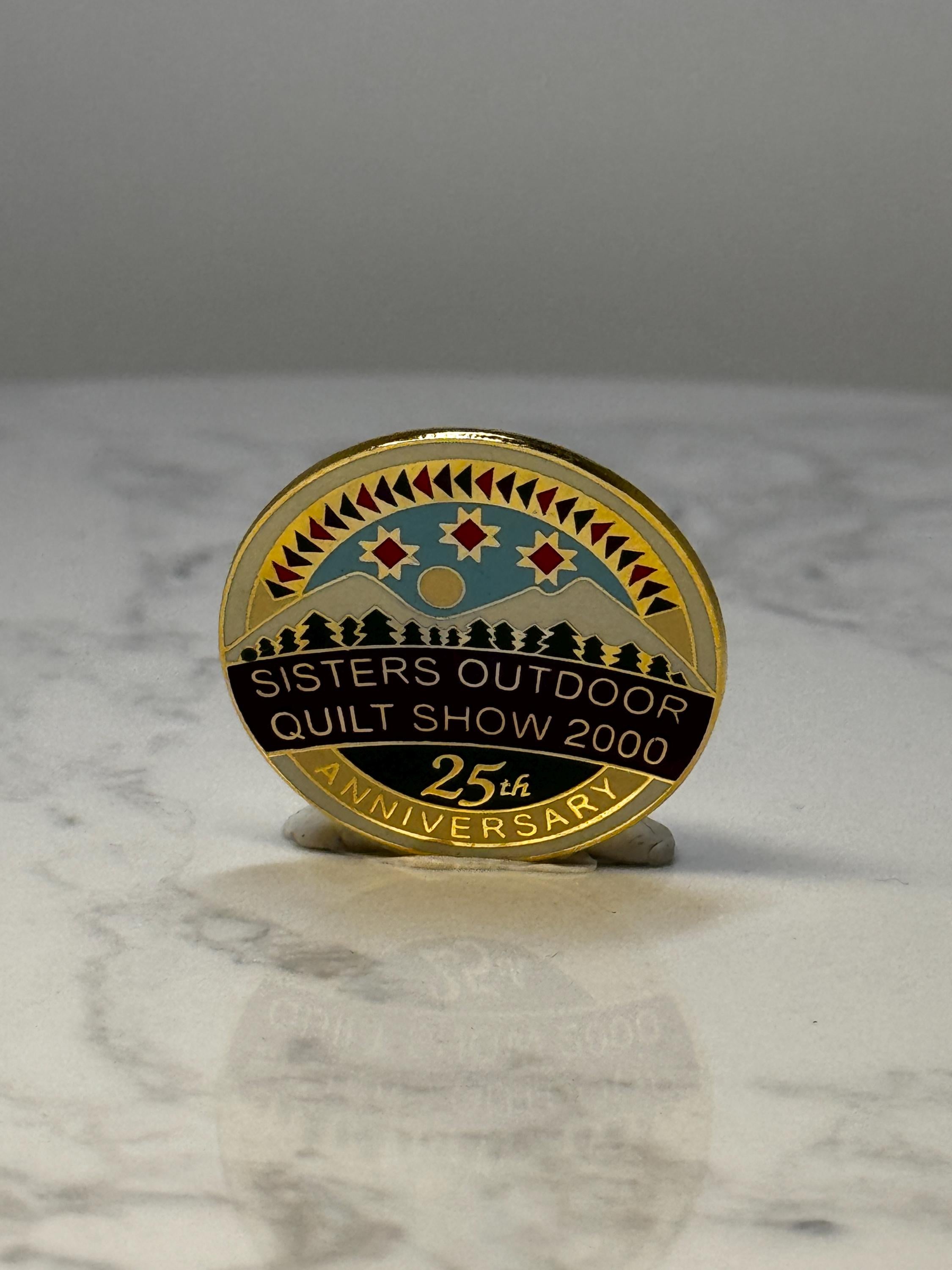 Vintage Sisters Outdoor Quilt Show Pin: Enamel 25th Anniversary - 2000 Souvenir Accessory