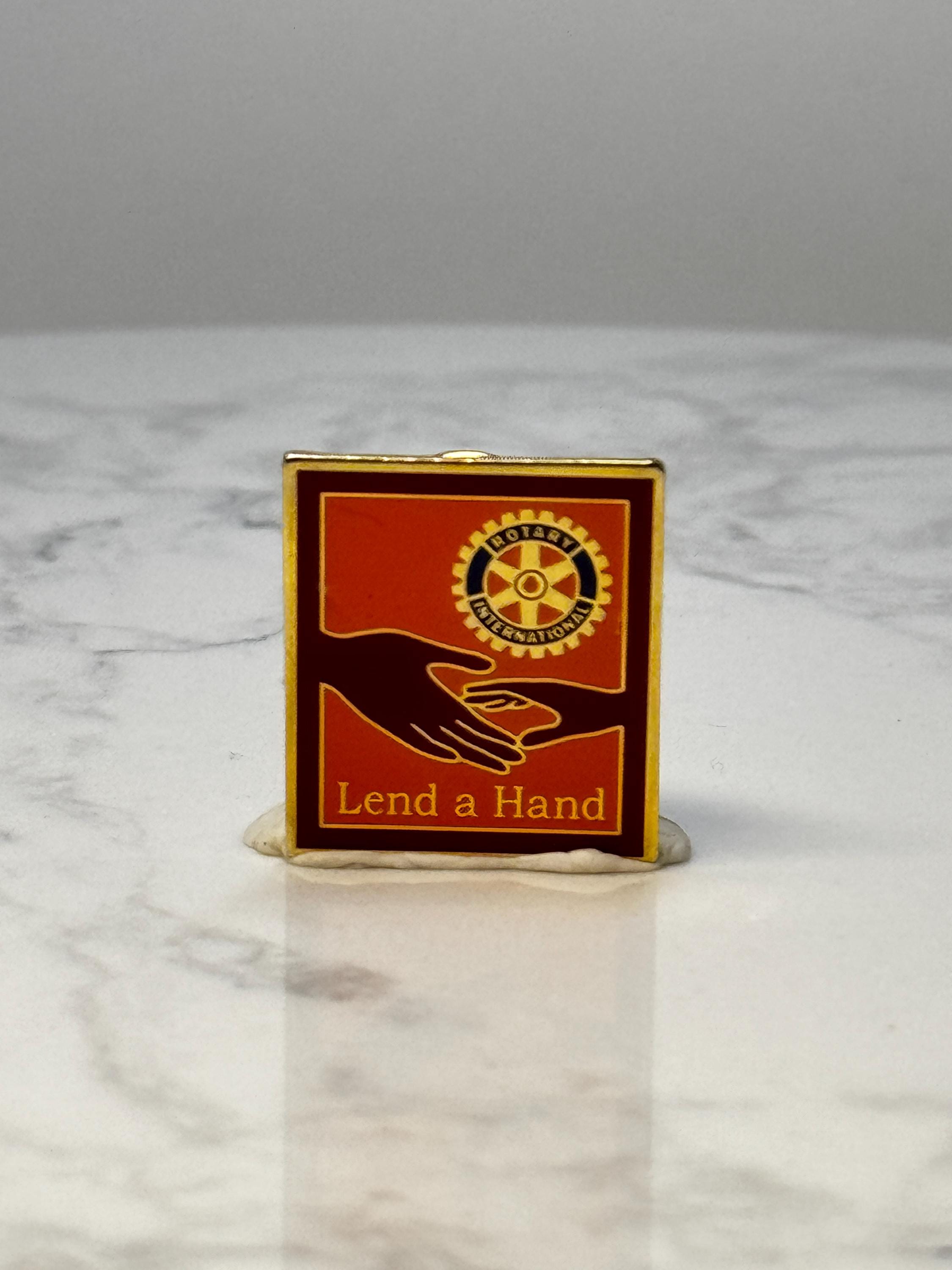 Vintage Rotary International Enamel Pin: Red Gold Lend a Hand - Club