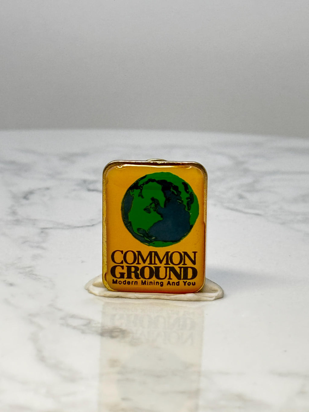 Vintage Common Ground Mining Enamel Pin: Gold Tone - 1970s Industry Accessory