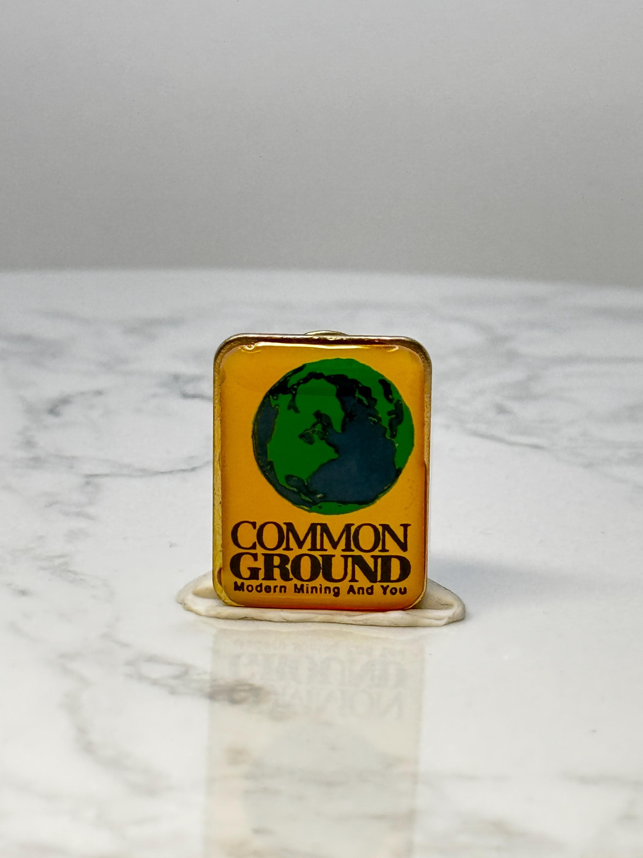 Vintage Common Ground Mining Enamel Pin: Gold Tone - 1970s Industry Accessory