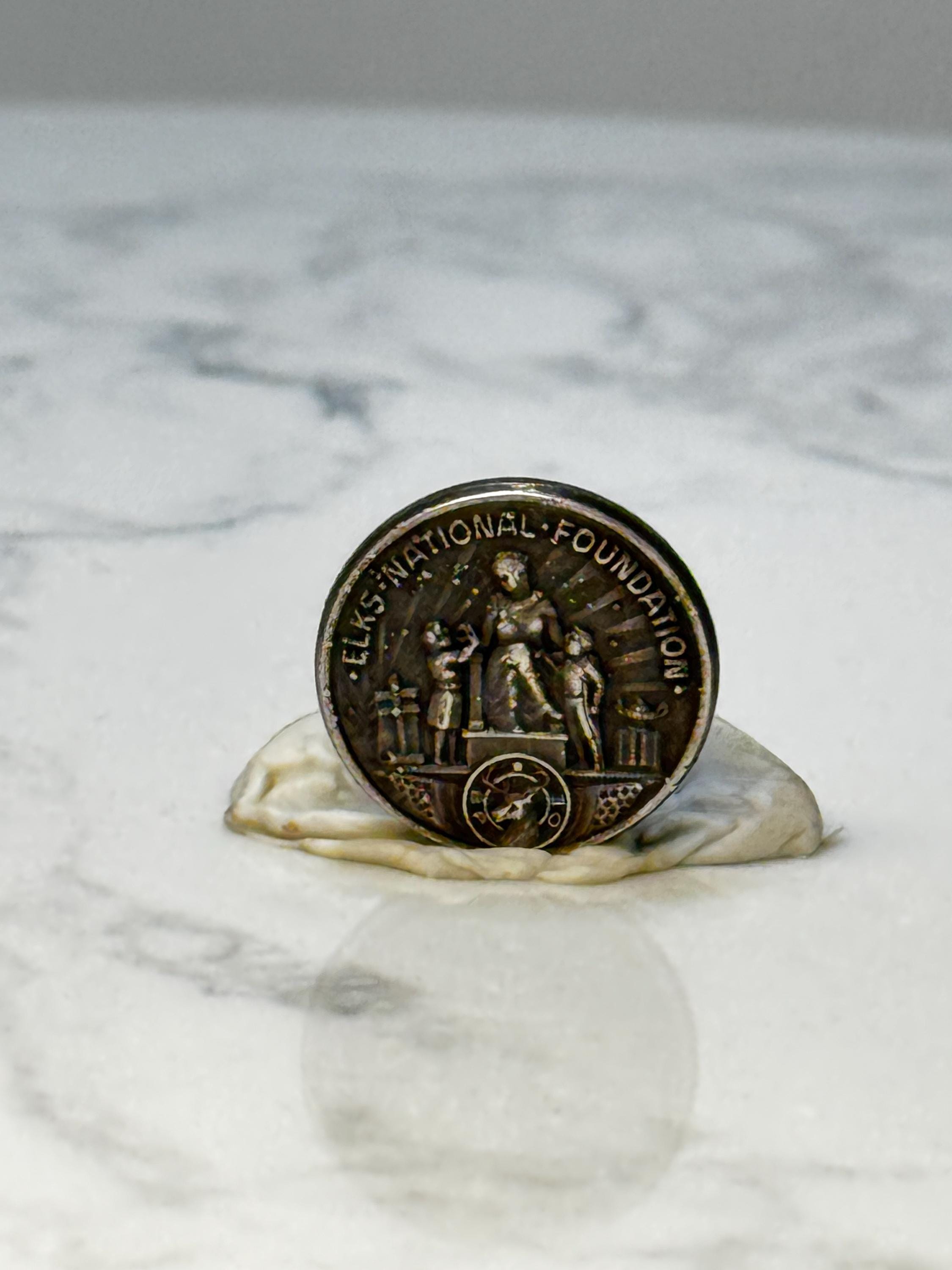 Vintage Elks National Foundation Pin: Bronze Relief - Fraternal Accessory