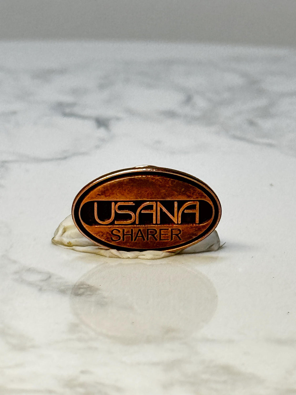 Vintage USANA Sharer Lapel Pin: Copper Tone Enamel - Company Award Accessory