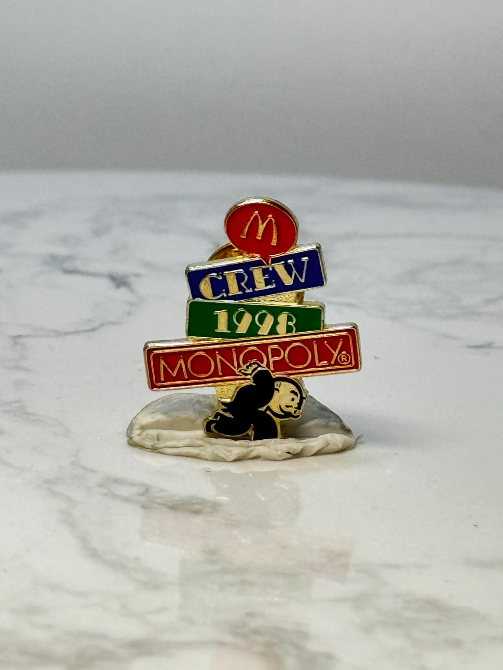 Vintage McDonalds Monopoly Crew Pin: Gold Tone Enamel - 1998 Promo