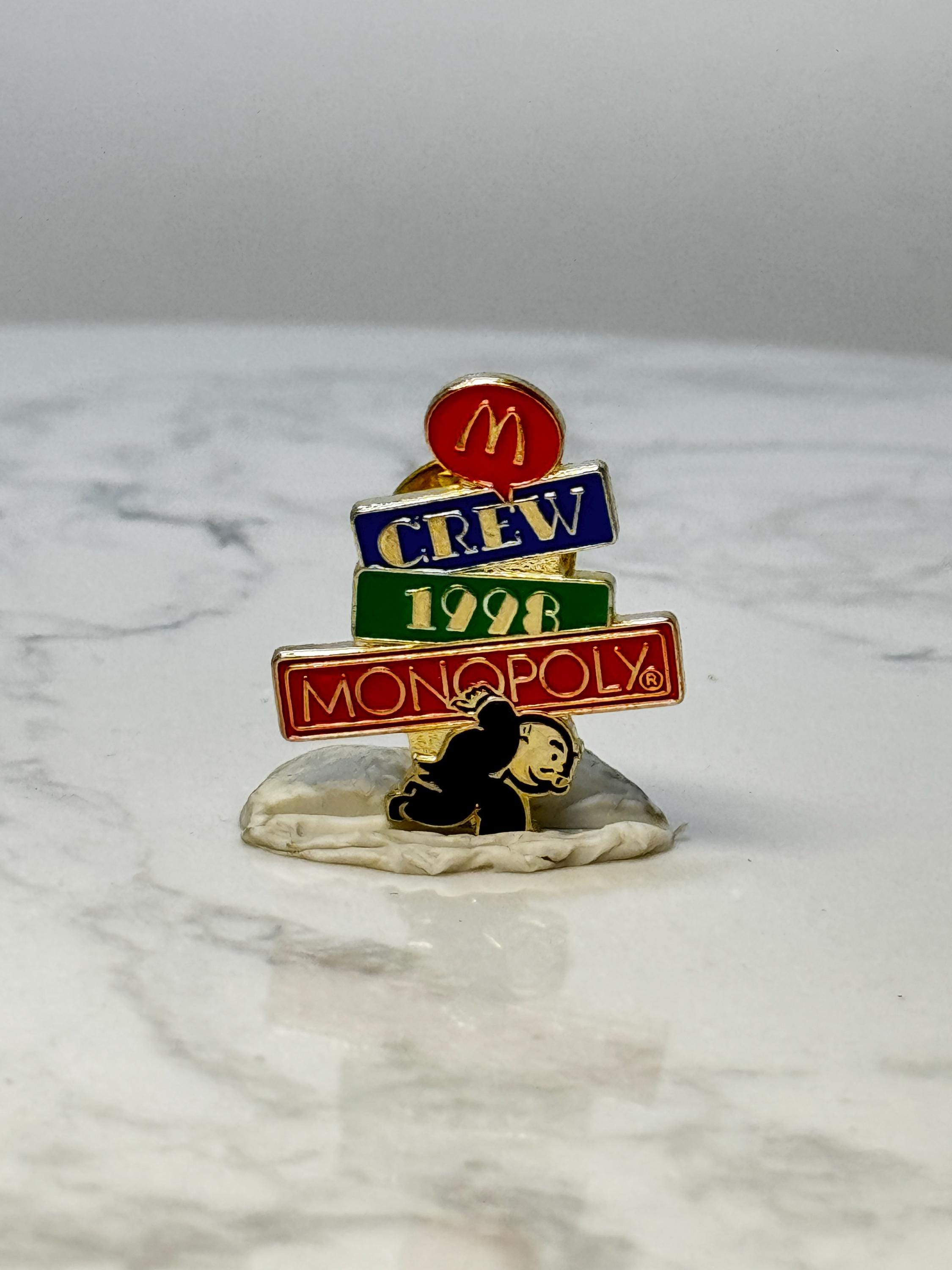 Vintage McDonalds Monopoly Crew Pin: Gold Tone Enamel - 1998 Promo
